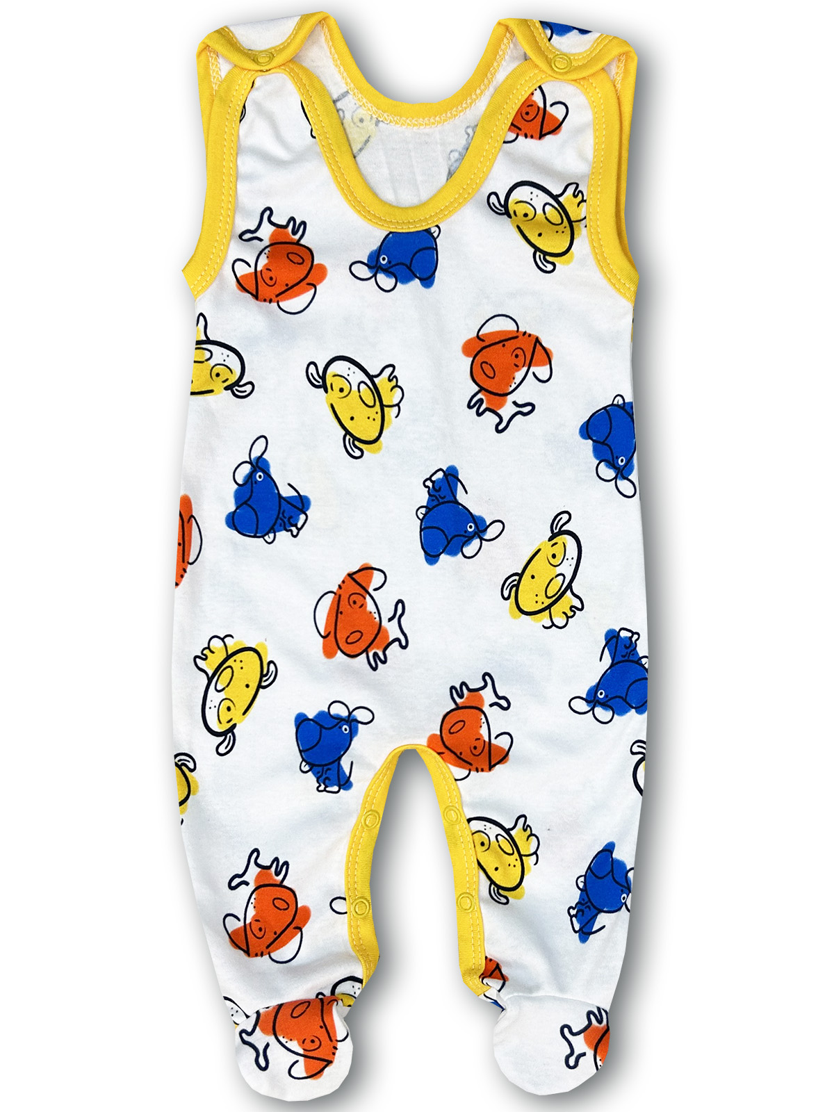 ŚPIOCHY śpioszki ROZPINANE 48 PIŻAMKA noworodek PAJAC bez rękawka w PIESKI