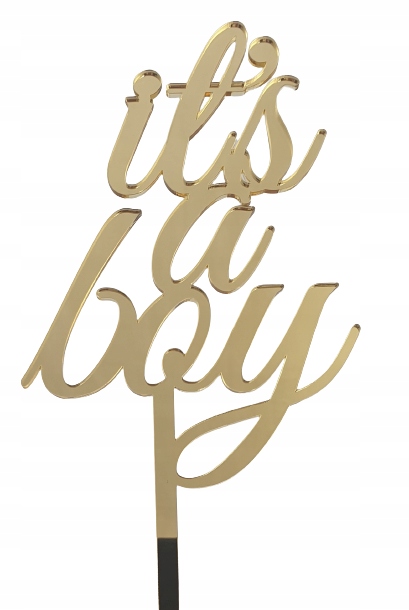 

Topper baby shower napis it's a boy złoty lustro