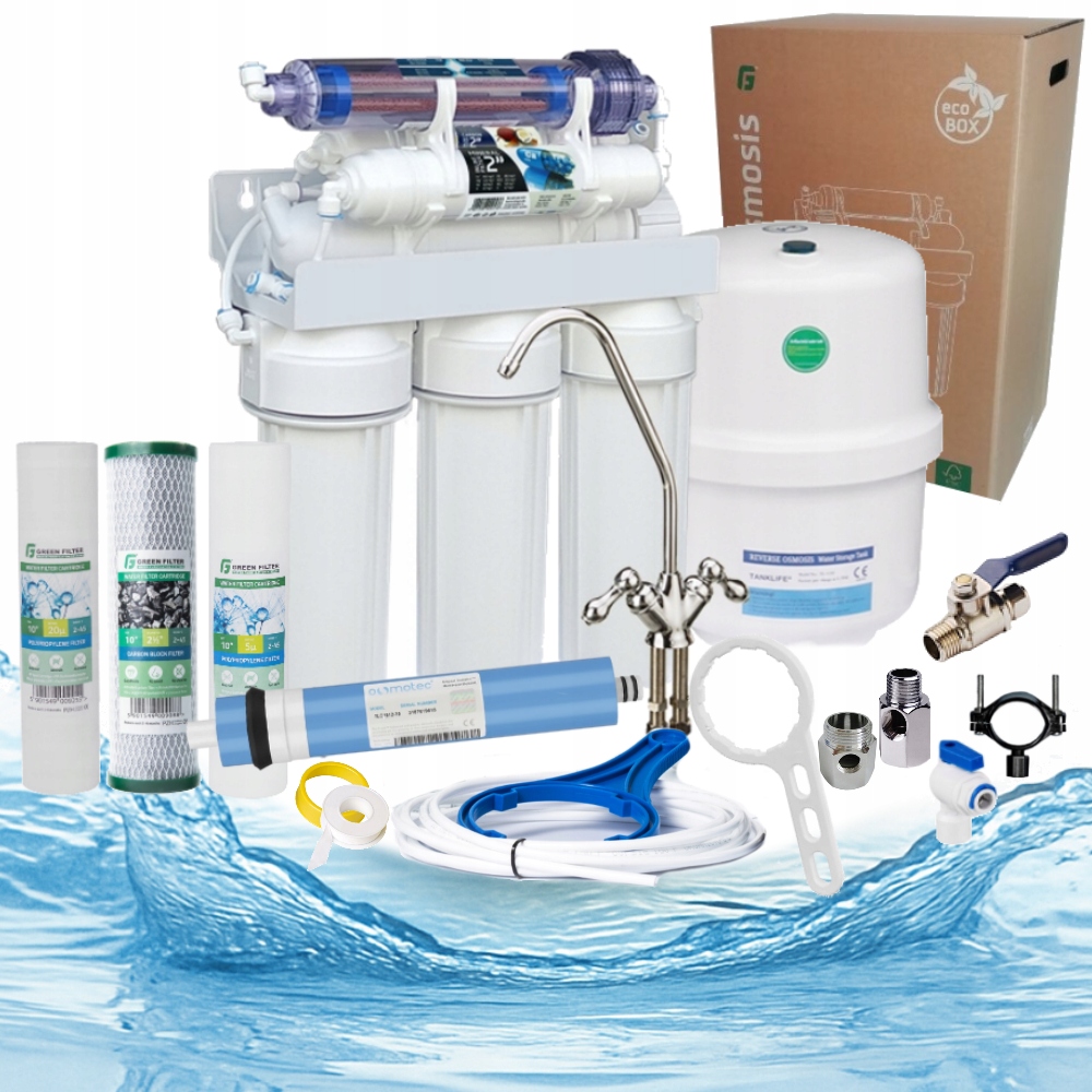 Filtry na vodu Systém reverzní osmózy RO7 ionizátor 75GPD Green Filter