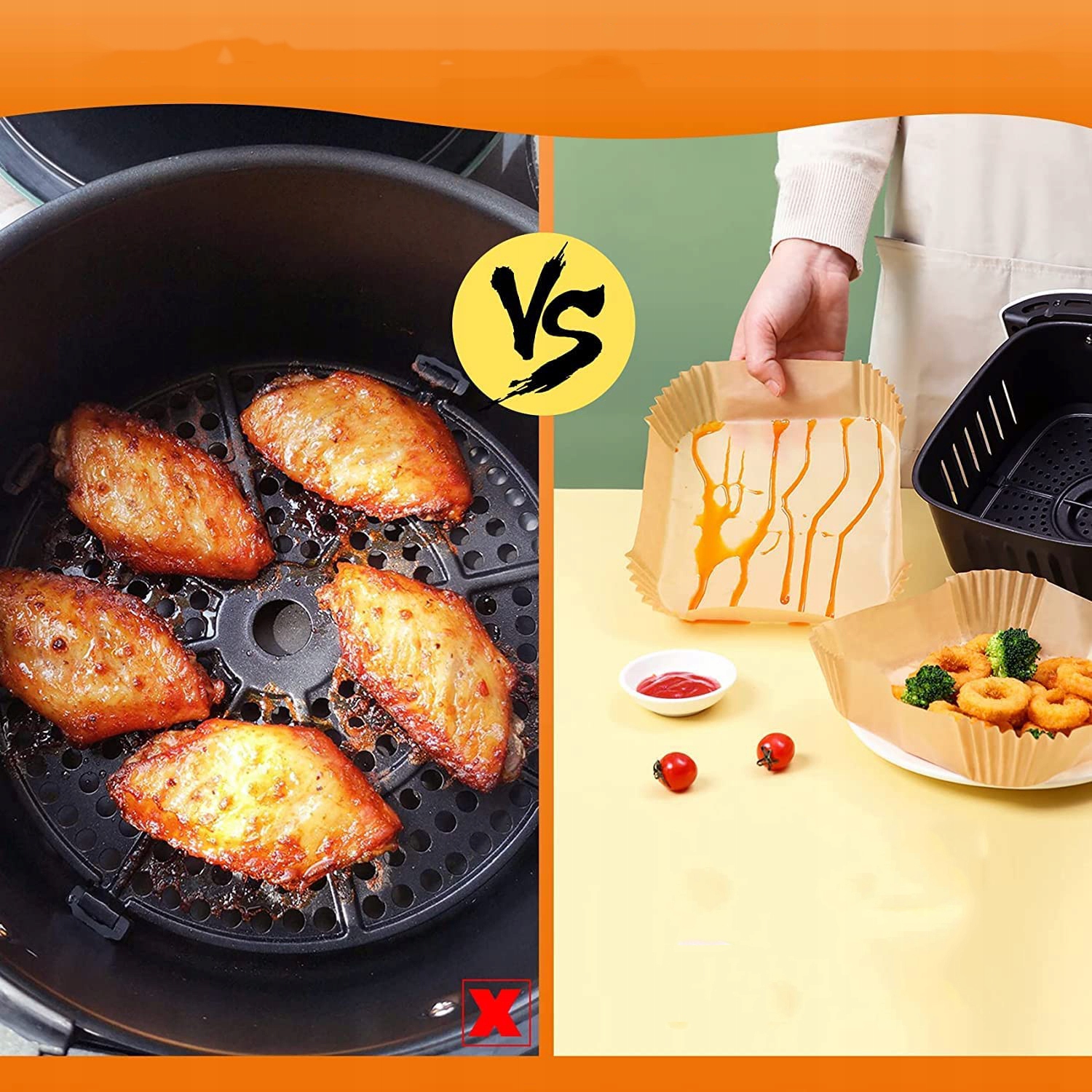 100SZT PAPIER DO PIECZENIA DO FRYTKOWNICY POWIETRZNEJ AIR FRYER 20CM Rodzaj papier do pieczenia