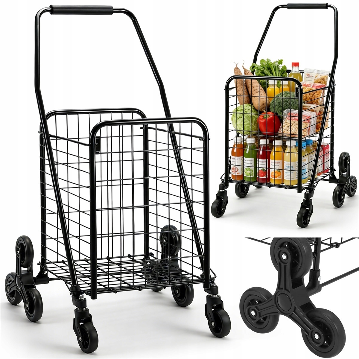 Skládací vozík s ergonomickou rukojetí z uhlíkové oceli pro domácnost i kancelář