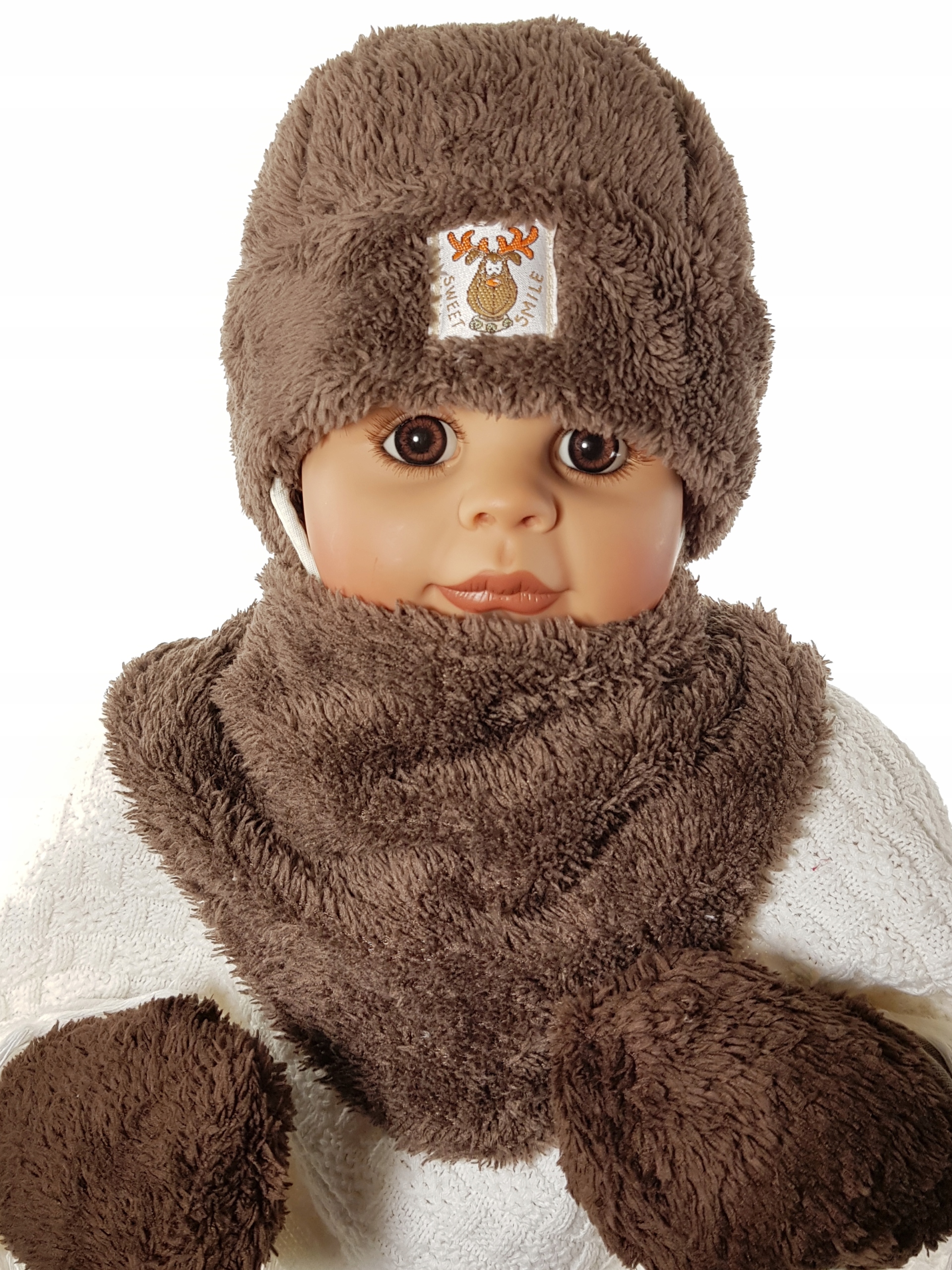 

3-CZ Komplet Z Misia Czapka Chustka Łapki 0-3M MIX