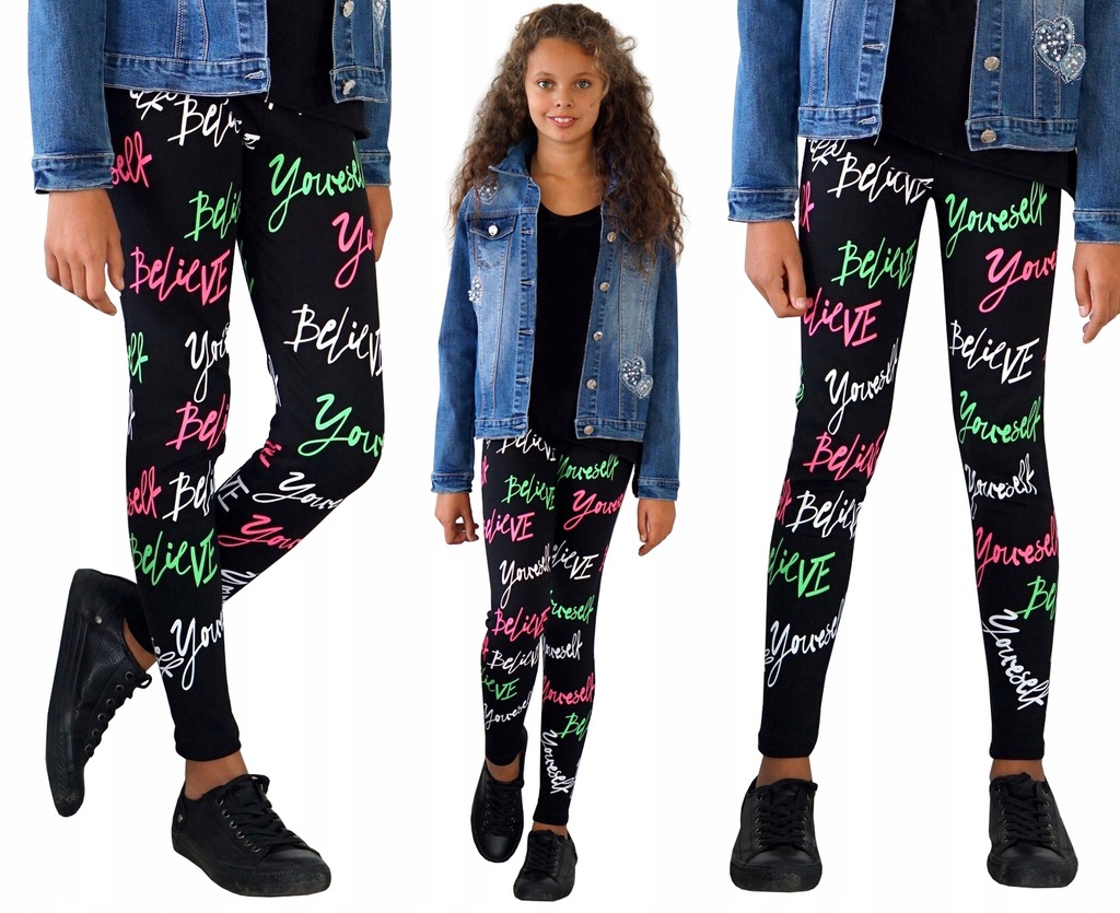 

Getry legginsy Ocieplane czarne Napisy 140