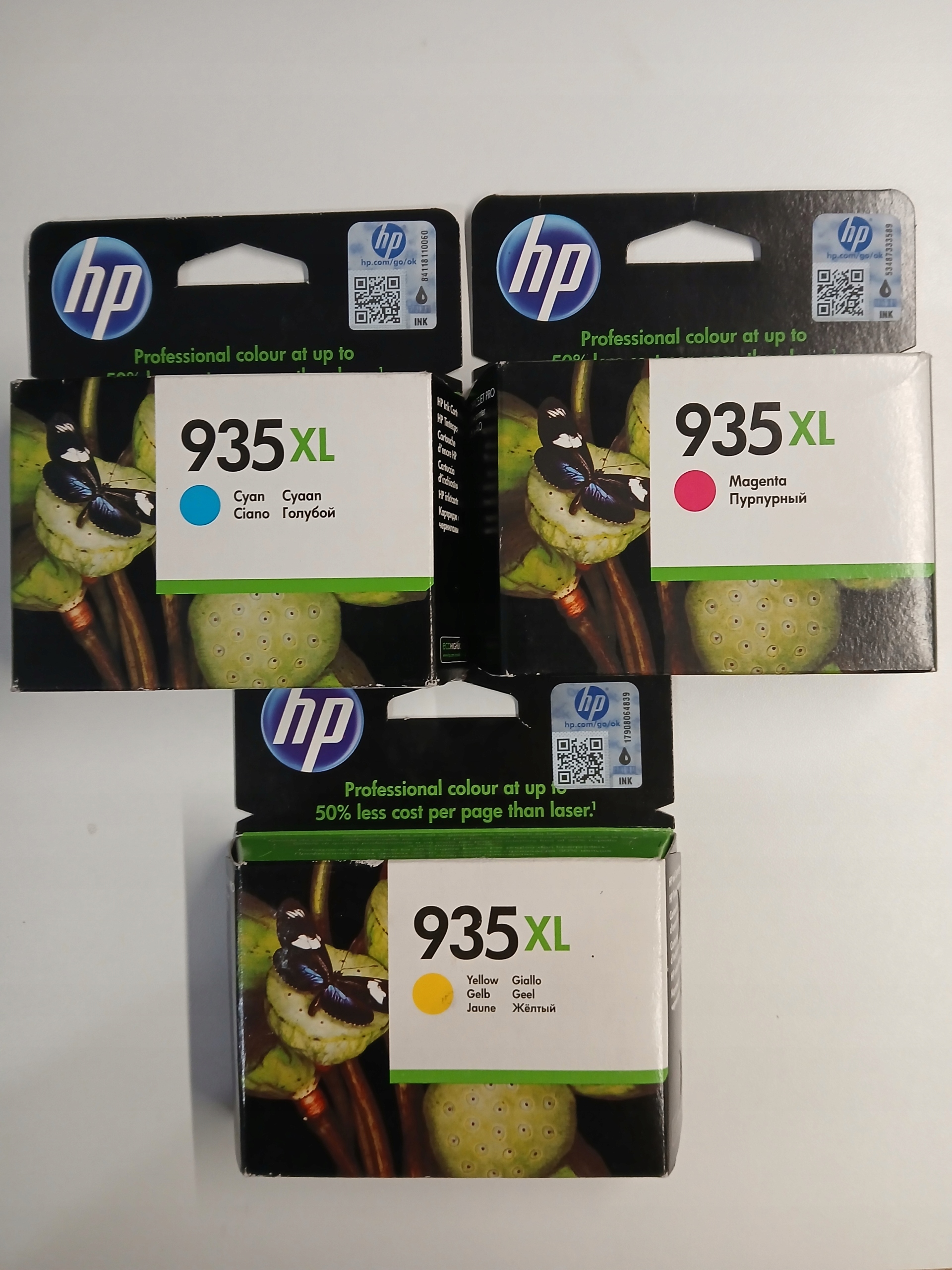3 x atrament Hp 935XL Cmyk originálny, sada 3kusov