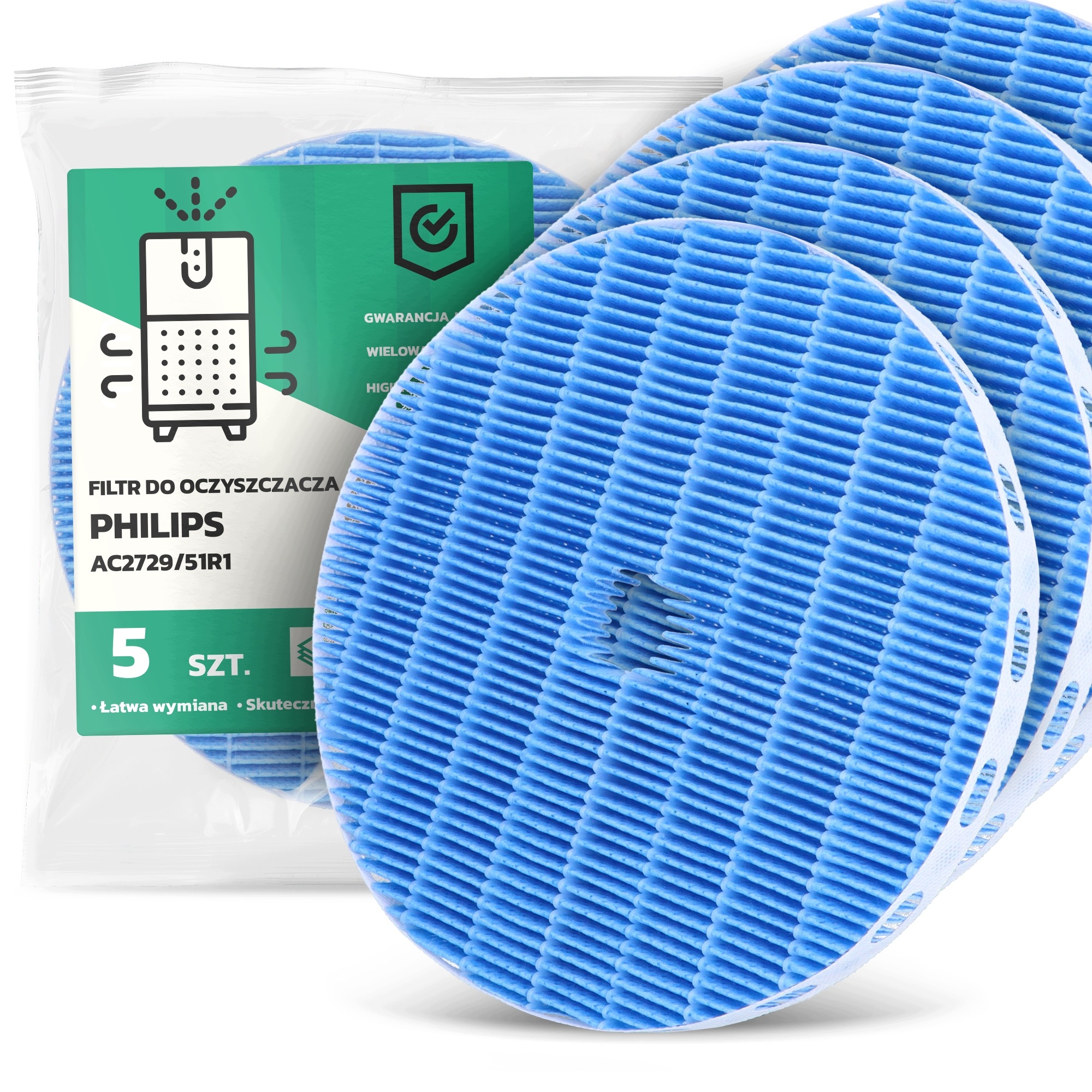 5 x Filtr Pro Čističku Vzduchu Philips AC2729/51R1 Zvlhčovač
