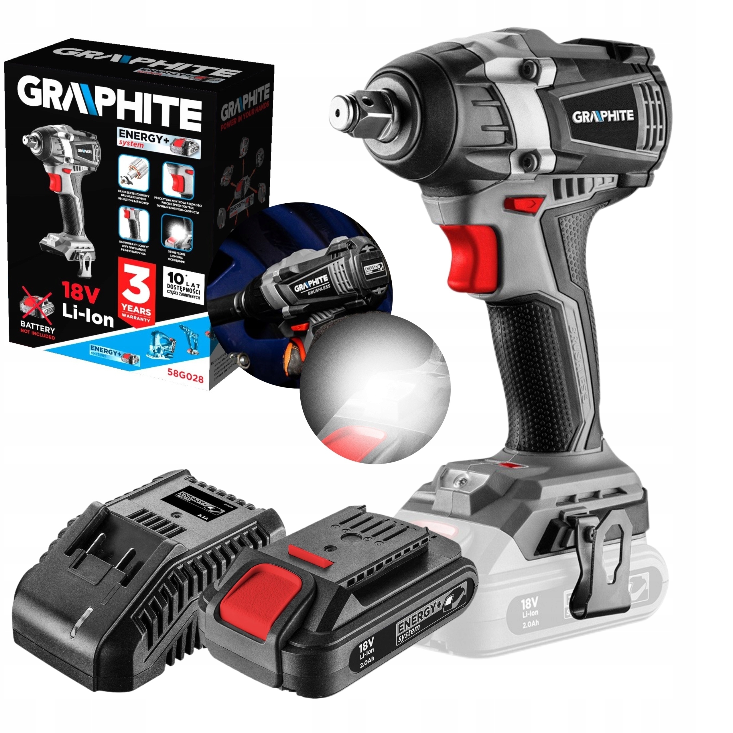 GRAPHITE KLUCZ UDAROWY BEZSZCZOTKOWY 58G028 + 2Ah