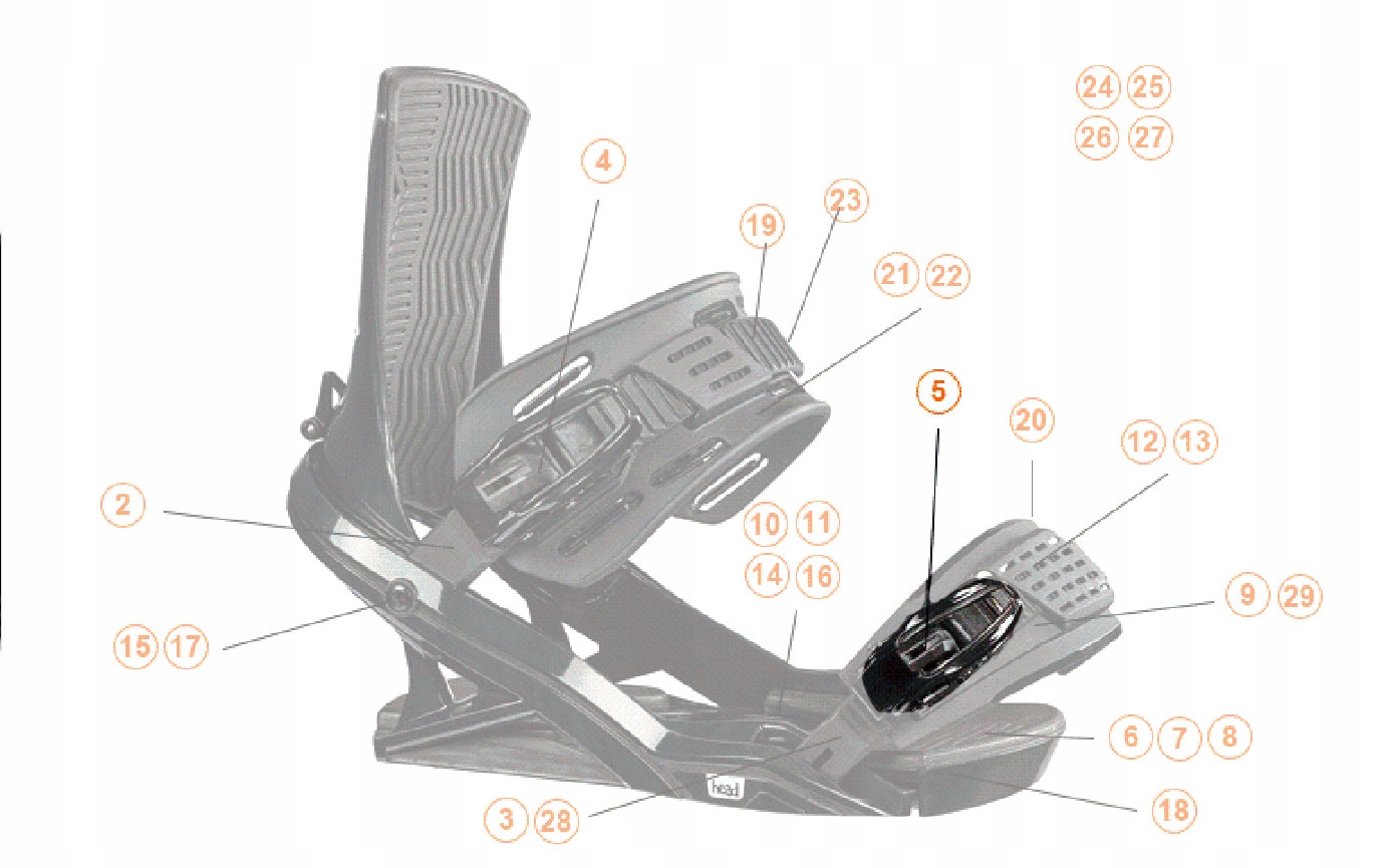 Klamra paska wiązań snowboarsowych Head toe buckle & screw Fx (377269) 2szt