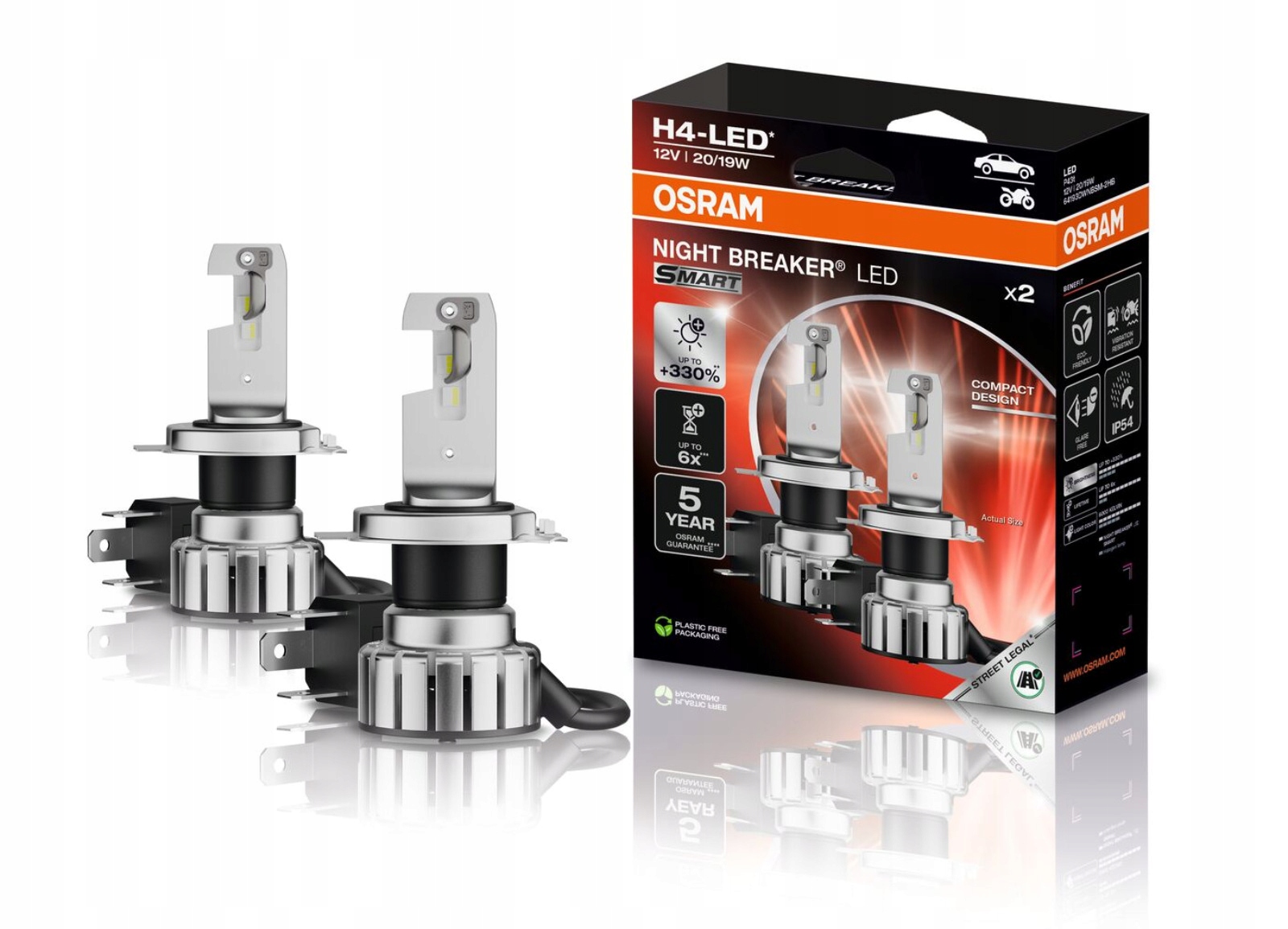 Osram Night Breaker Led Smart homologované Led žiarovky H4, 330% viac svetla