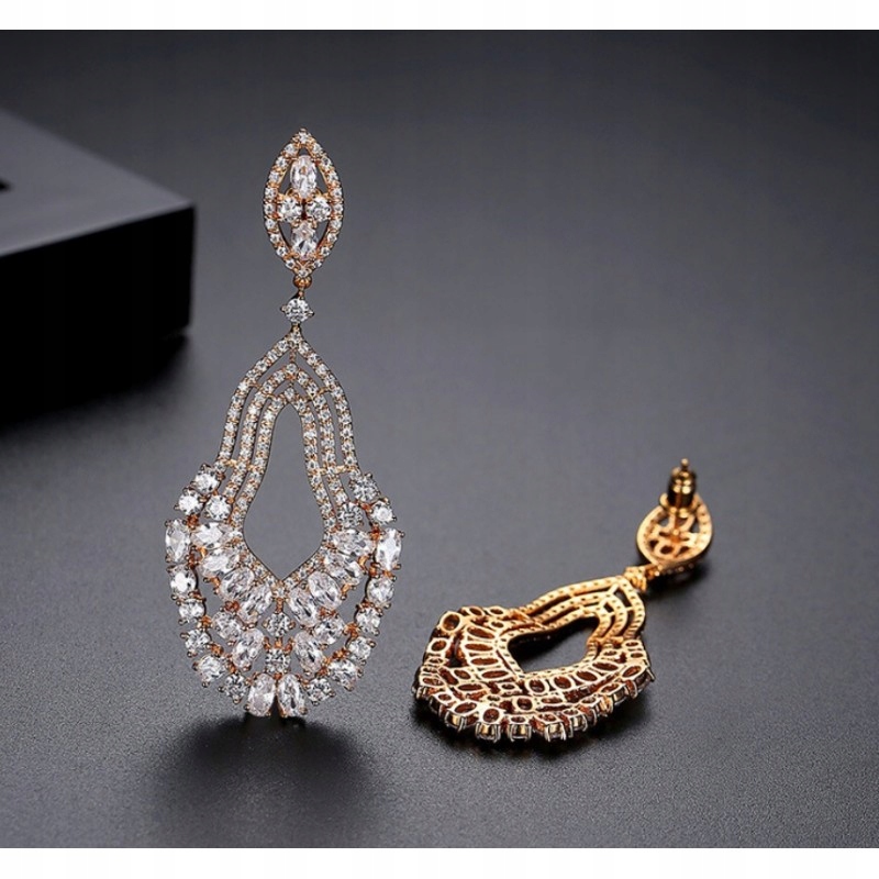 Náušnice Svatební Závěsné S Krystaly Ocel Ušlechtilé Návštěvní Dlouhé