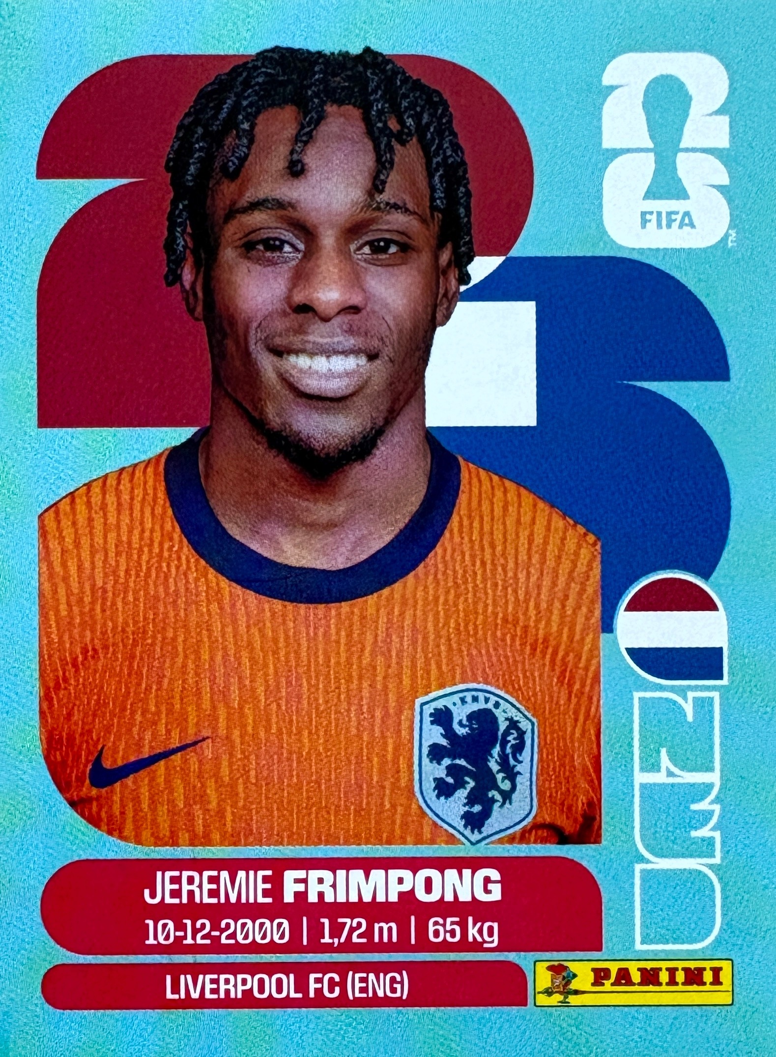 Naklejki Panini World Cup 2026 naklejka Ned 8 Jeremie Frimpong Holandia