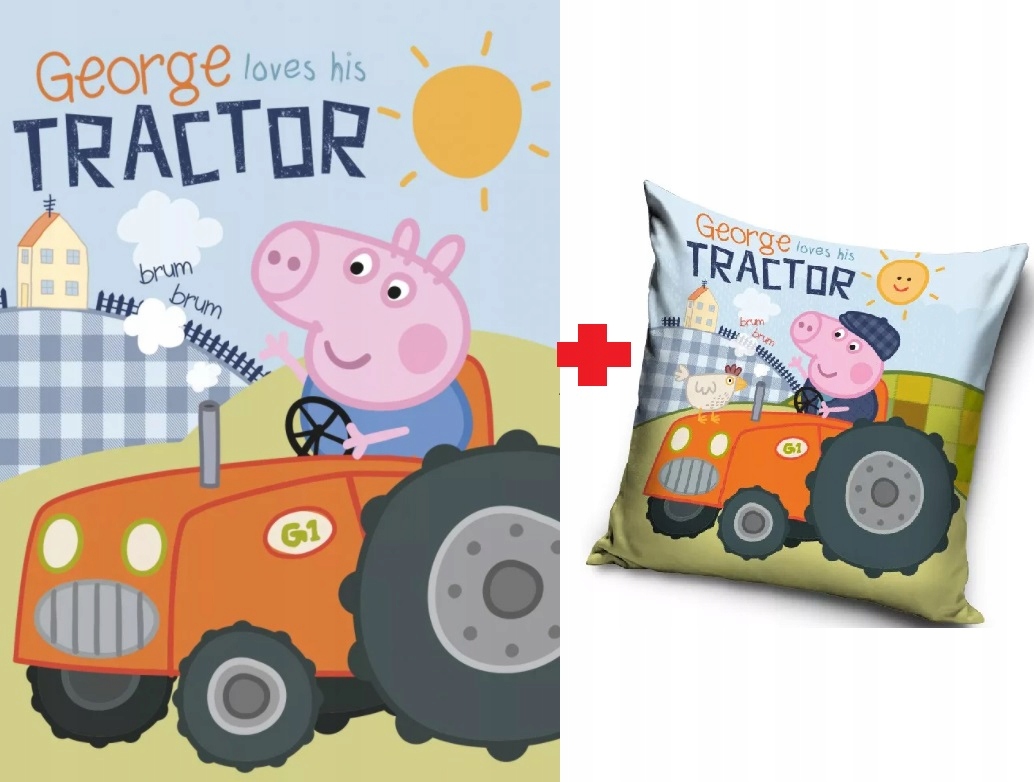 

kocyk koc polarowy + poduszka Peppa George traktor