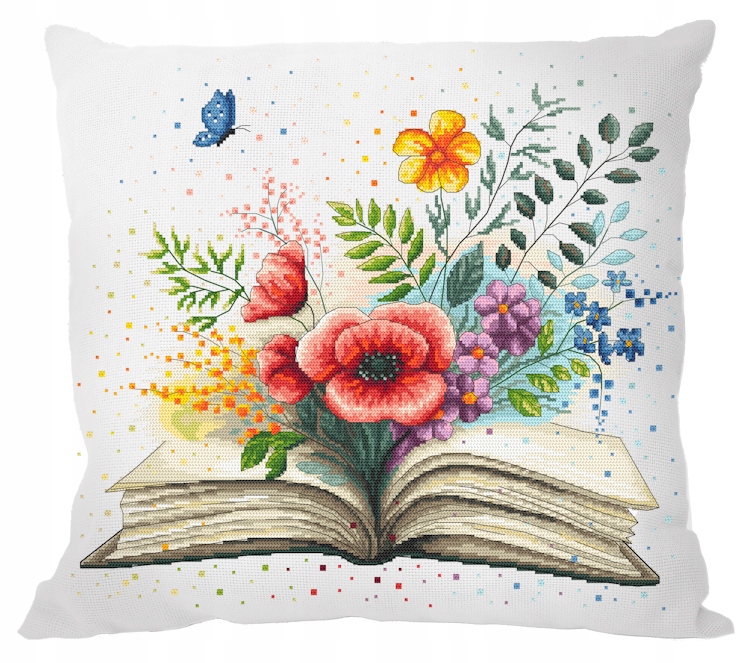 Křížková výšivka Vyšívací sada Polštář Květinová kniha