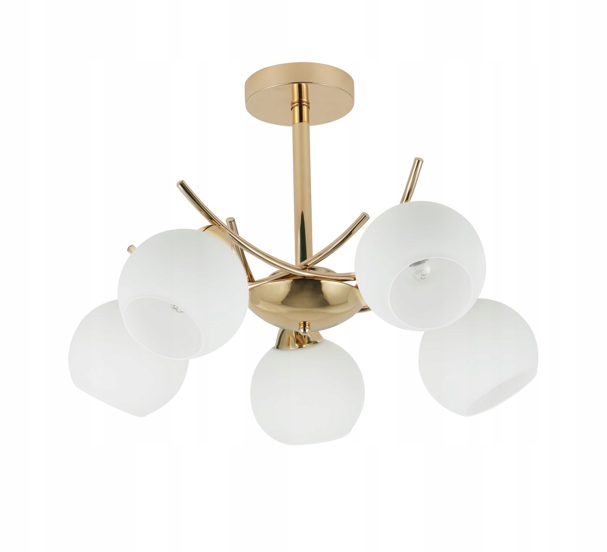 Amos Lampa wiszaca złoty 5x40W E27 klosz biały