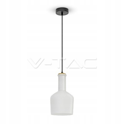 Dekorativní Závěsná Lampa Stínidlo Bílé Skleněné Dřevo V-tac Fi 170 mm E27
