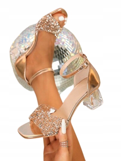 Shein Dámské Zlaté Sandály Na Podpatku 39 1EA