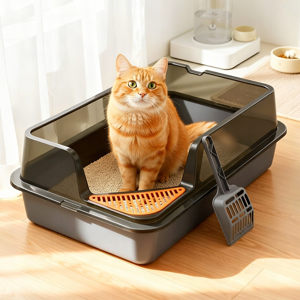 Levně Velká krytá kočičí toaleta pro kočky, vůně, rohožka, snadné čištění