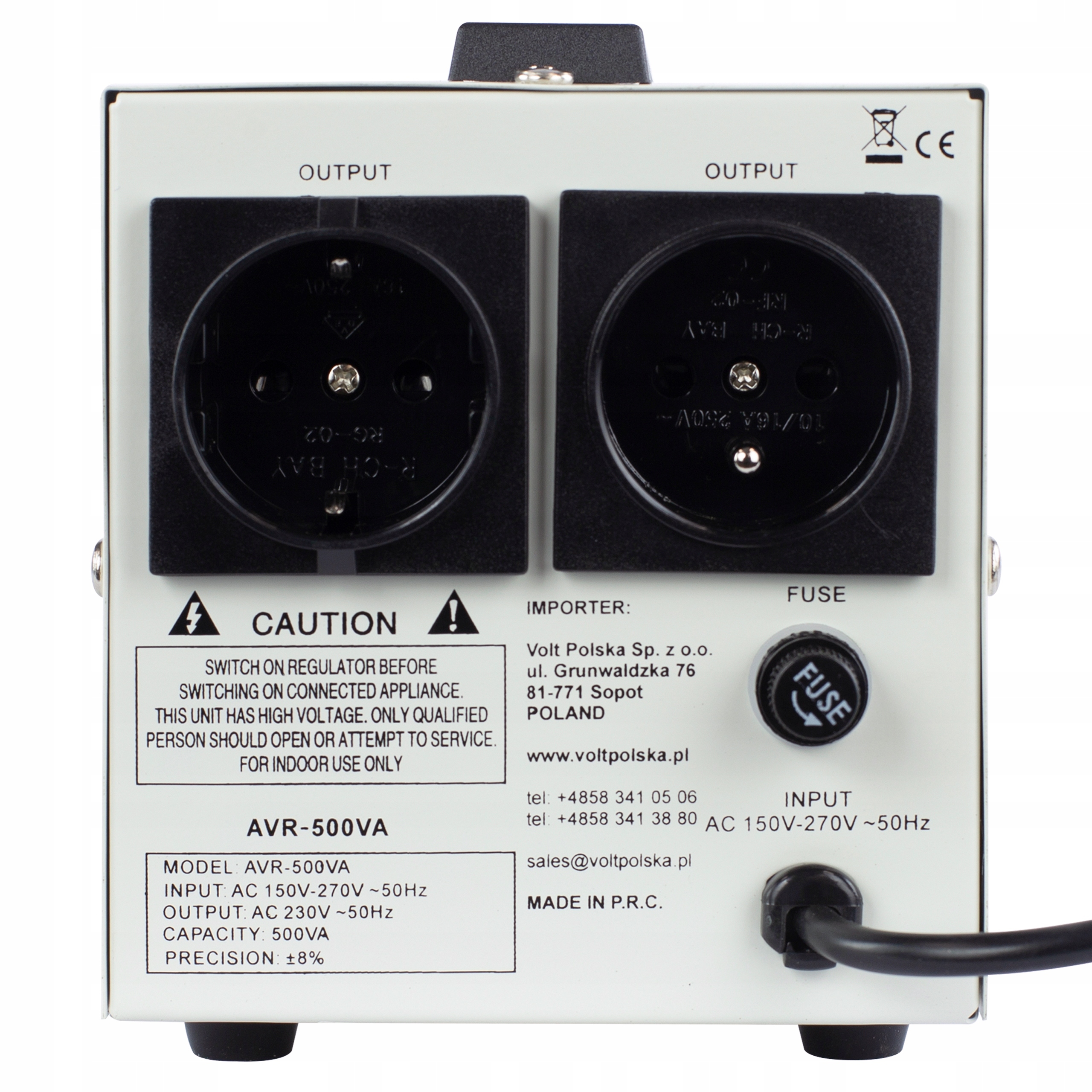 Stabilizator napięcia prądu AVR 500VA VOLT POLSKA Stan opakowania oryginalne