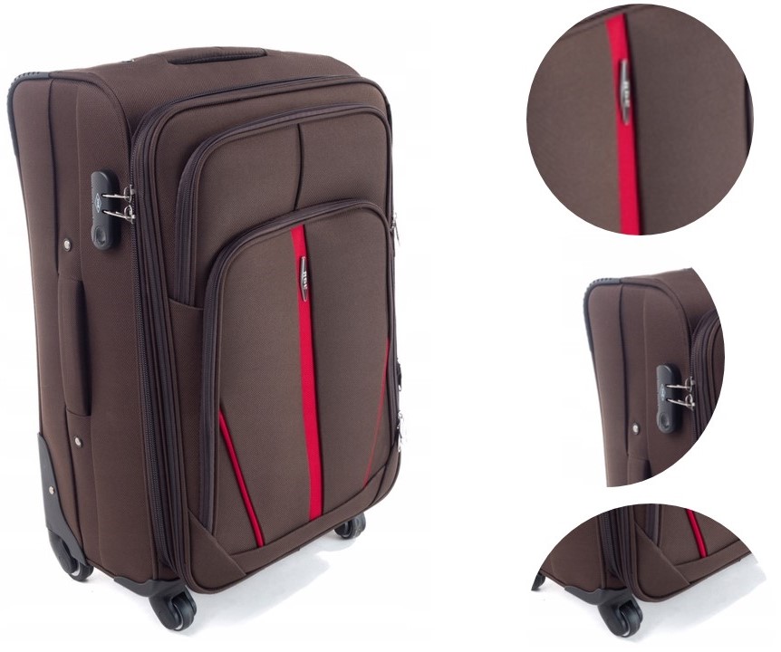Walizka Duża Mocna XXL Bagaż Na 4 Kółkach Materiałowa Codura Brązowa
