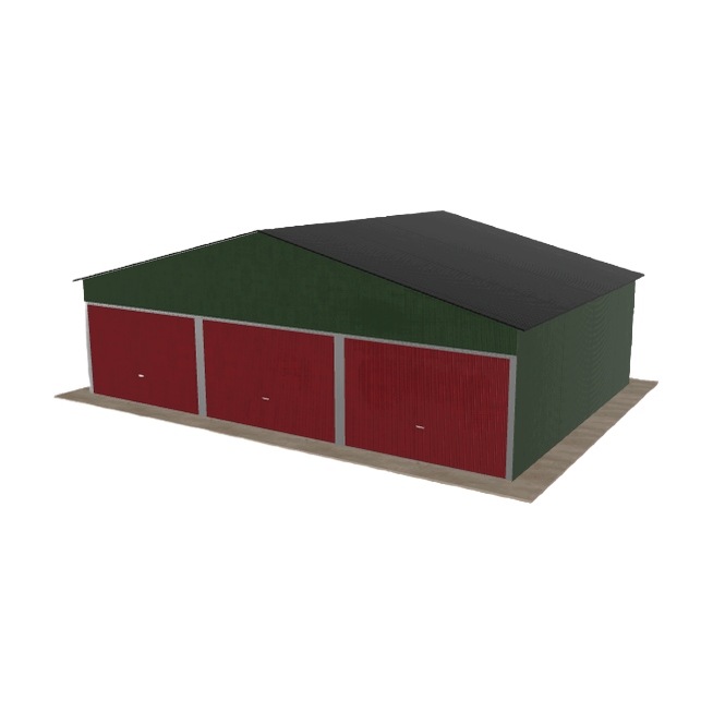 Plechová garáž 9x6.5 m třípolohová, dvoupolohová, zelená