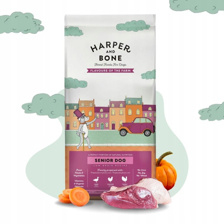 Harper and Bone Senior Light karma dla psa z Nadwagą 49% Mięsa Indyk 12kg