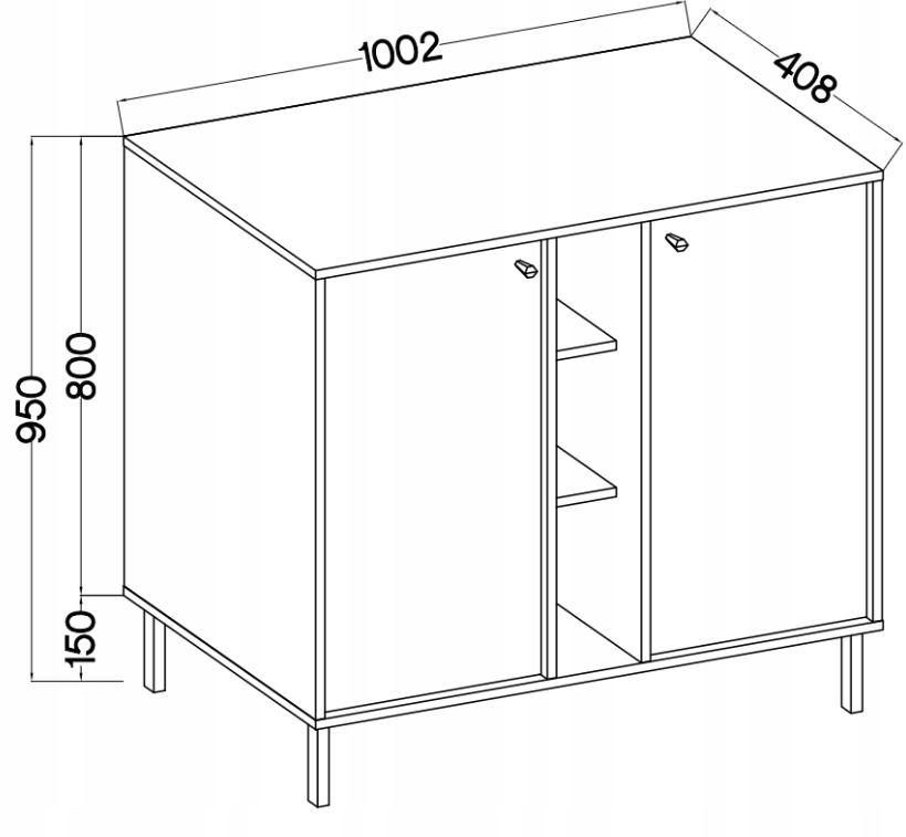 Nowoczesna Komoda 2 Drzwi TORO Beż 100 cm LP 3 kolory Wysokość mebla 95 cm