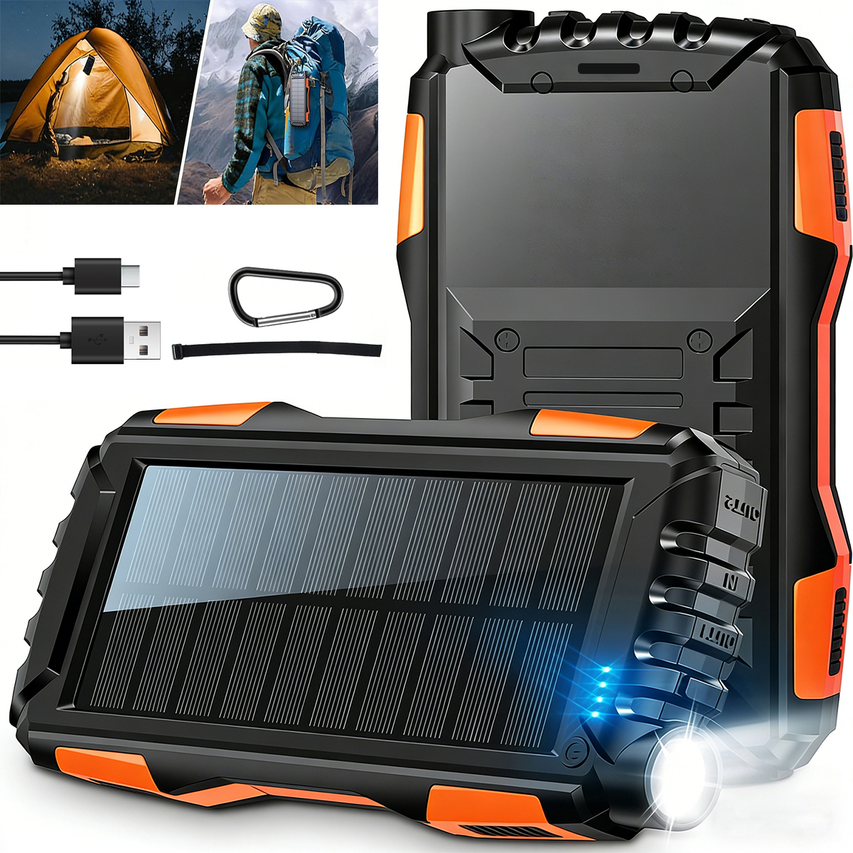 Powerbank Solarny 30000 mAh Latarka Usb