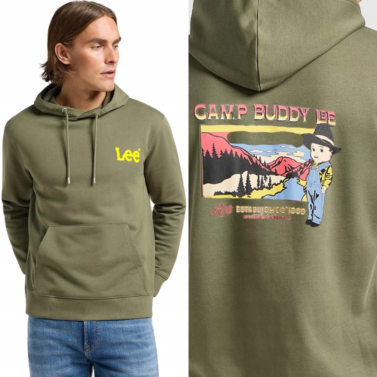 Lee Graphic Hoodie bavlněná pánská mikina s kapucí (klokanka) s potiskem M