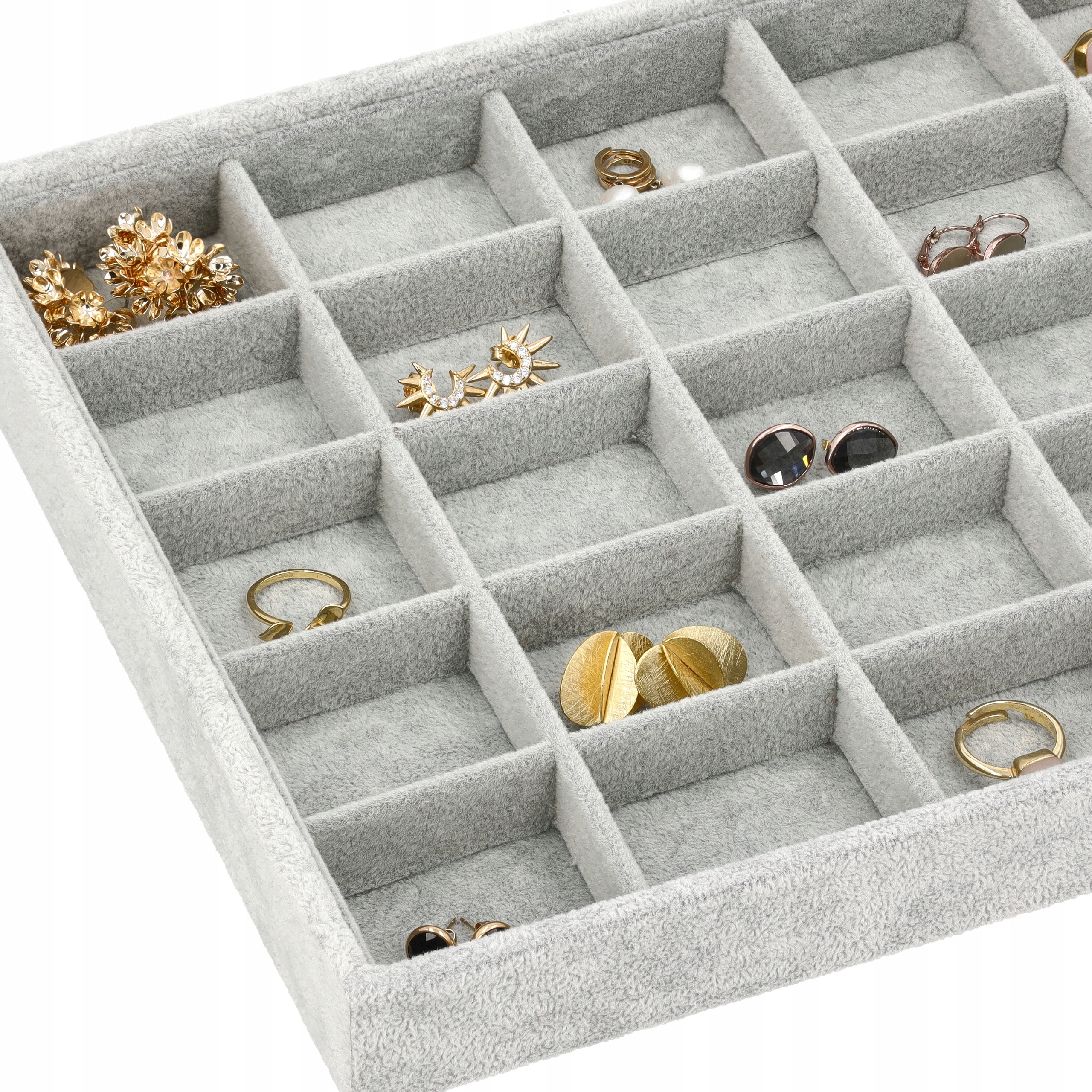 TACA EKSPOZYTOR NA PIERŚCIONKI KOLCZYKI BIŻUTERIĘ ETUI POJEMNIK PUDEŁKO Y9 Rodzaj do przechowywania biżuterii