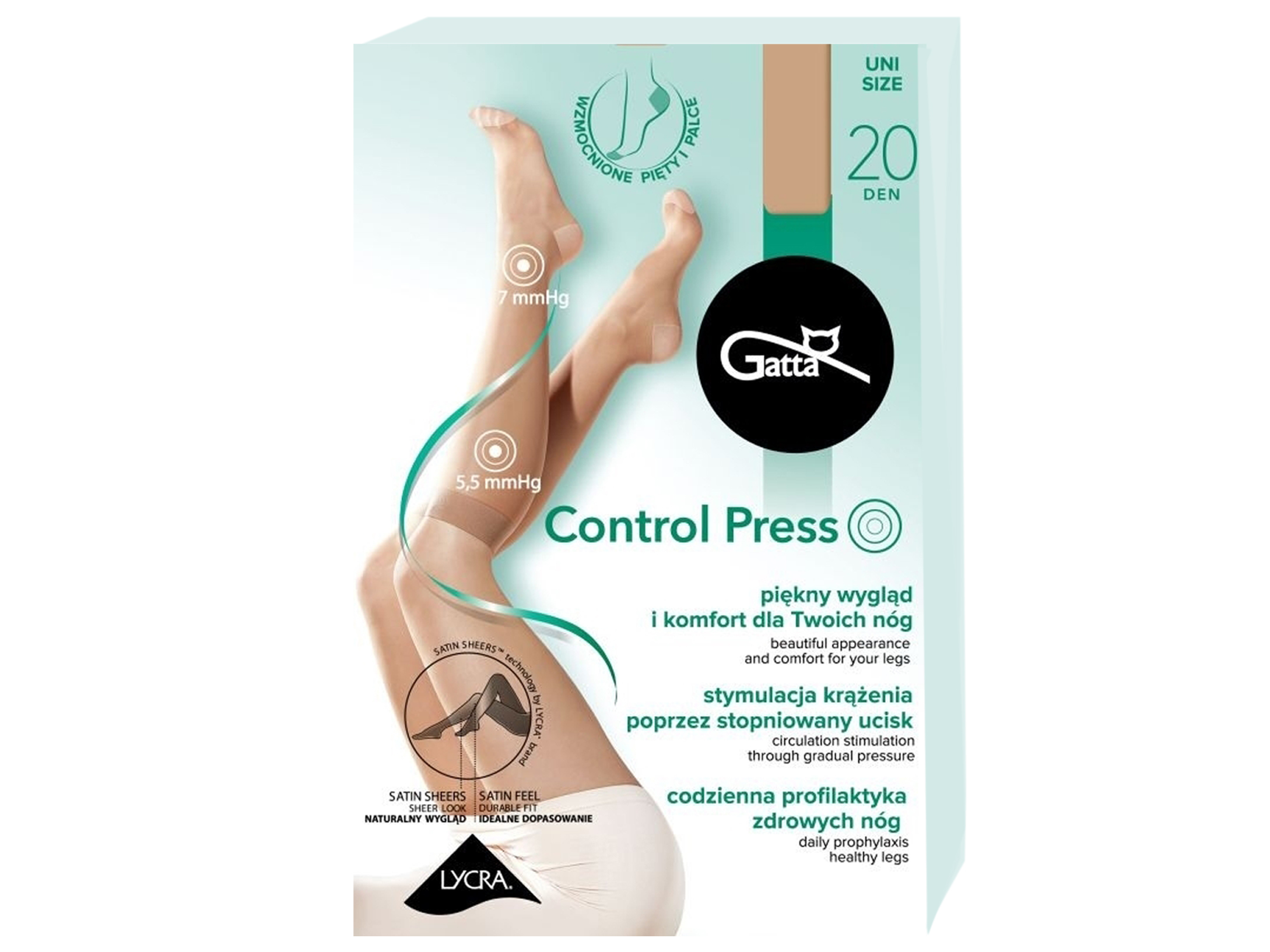 

Podkolanówki Gatta Control Press 20 den golden uni