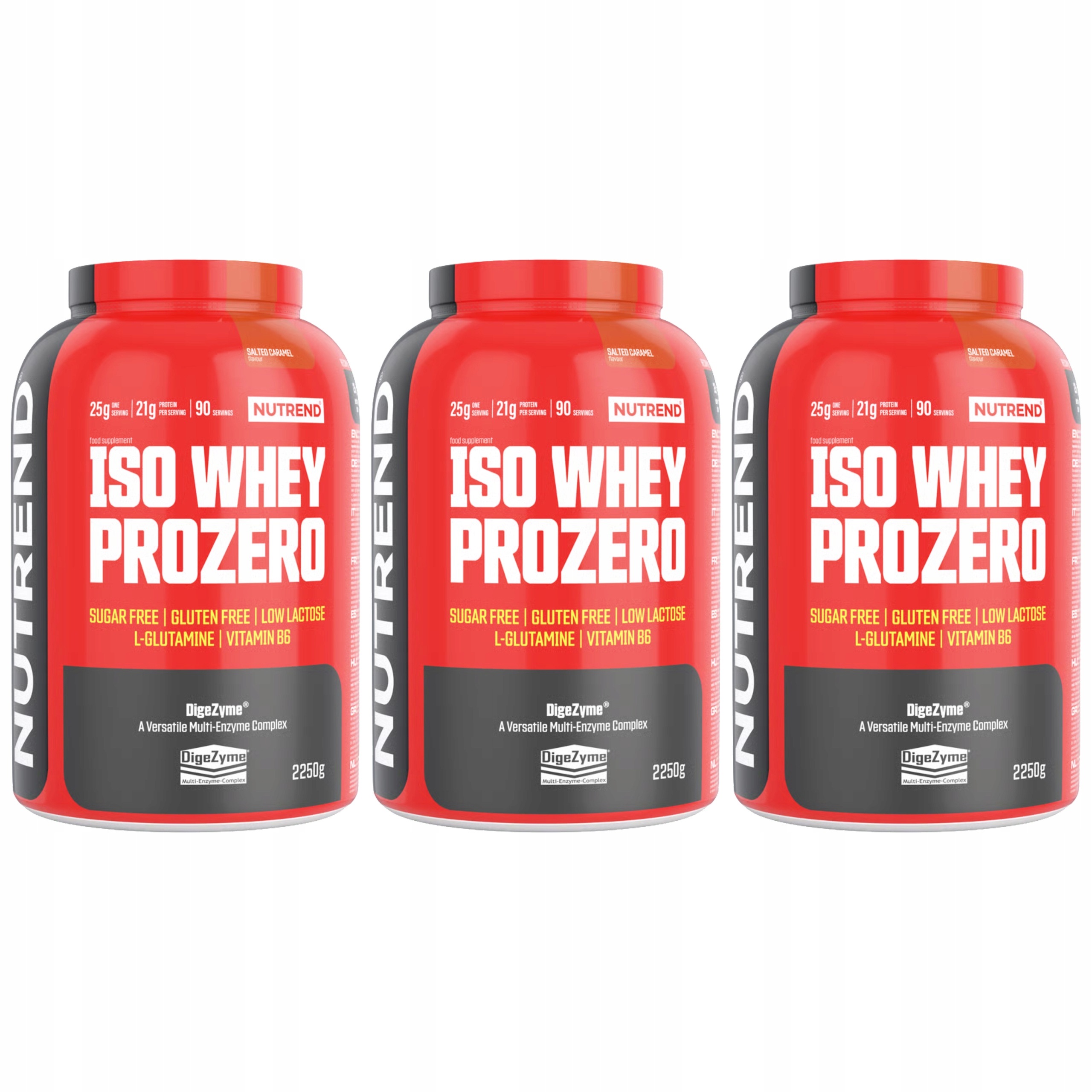 3x Proteinový izolát syrovátky Wpi 84% L-Glutamin Enzym 2250g Nutrend