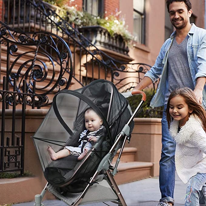 MOSKITIERA SIATKA OSŁONA DO WÓZKA 3W1 Z ZAMKIEM Kolor czerń