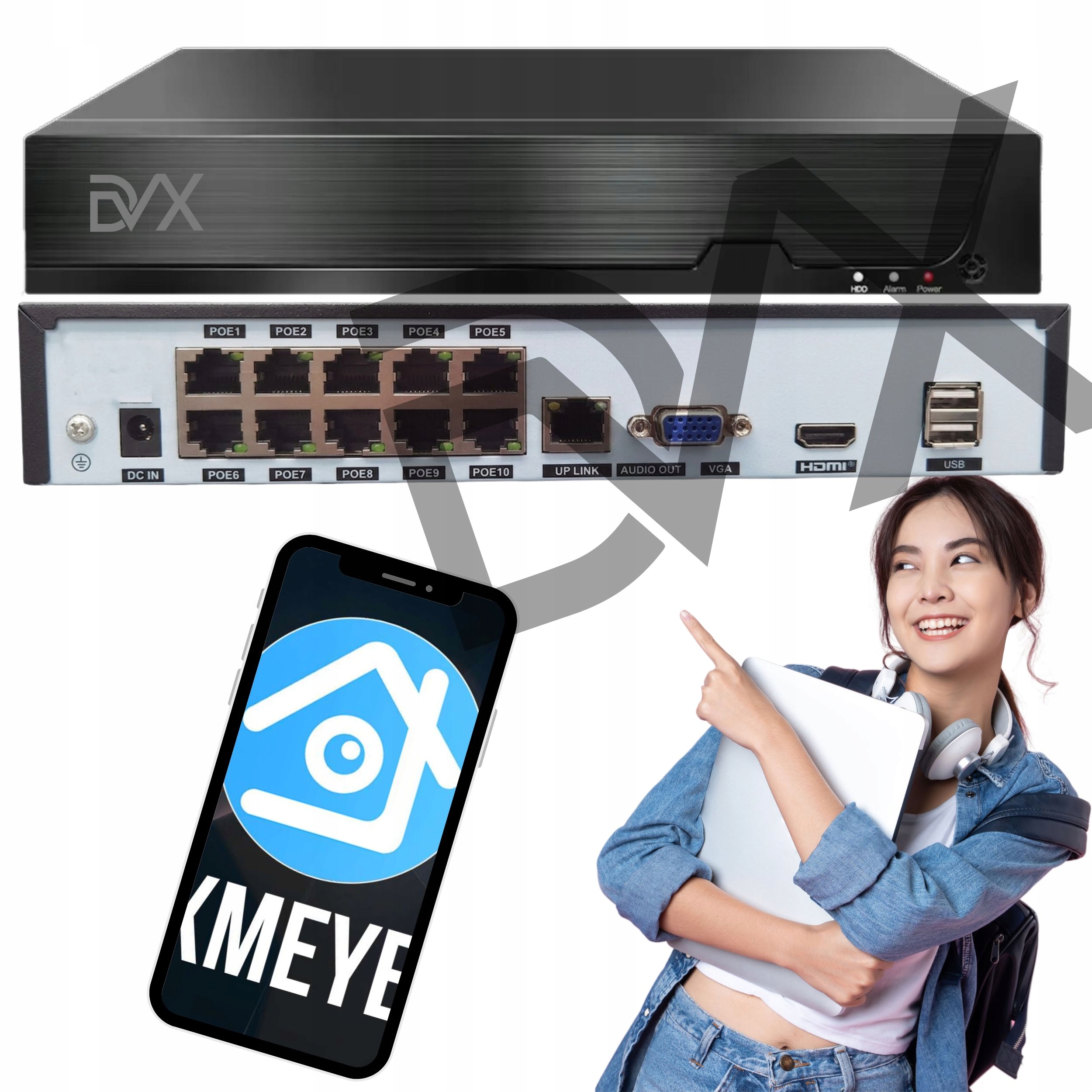 Záznamník Nvr Ip Monitorování 4K 8MPX Multi 10CH Poe 10-KANÁLOVÝ DVX