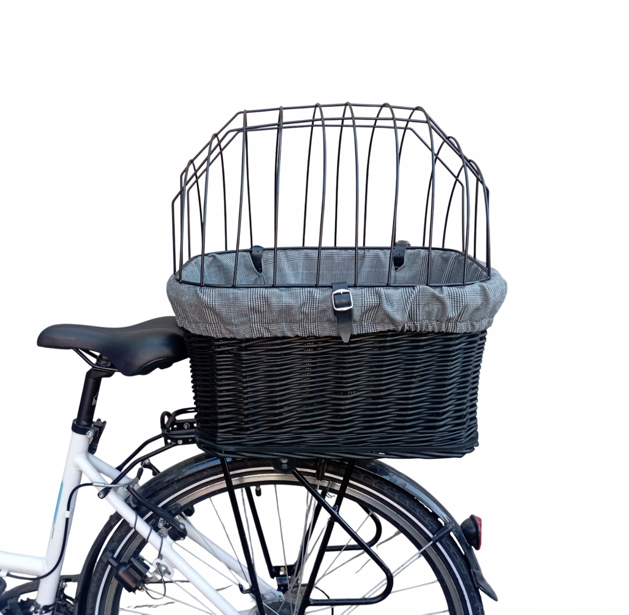 Duży Kosz Wiklinowy na Rower Transporter na Bagażnik dla Psa z wkładem