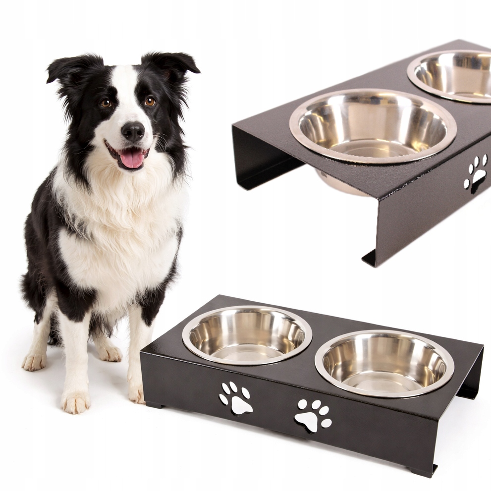 Levně Misky pro psa z nerezové oceli 1,8 l s kovovým podstavcem, stojan Lizurej