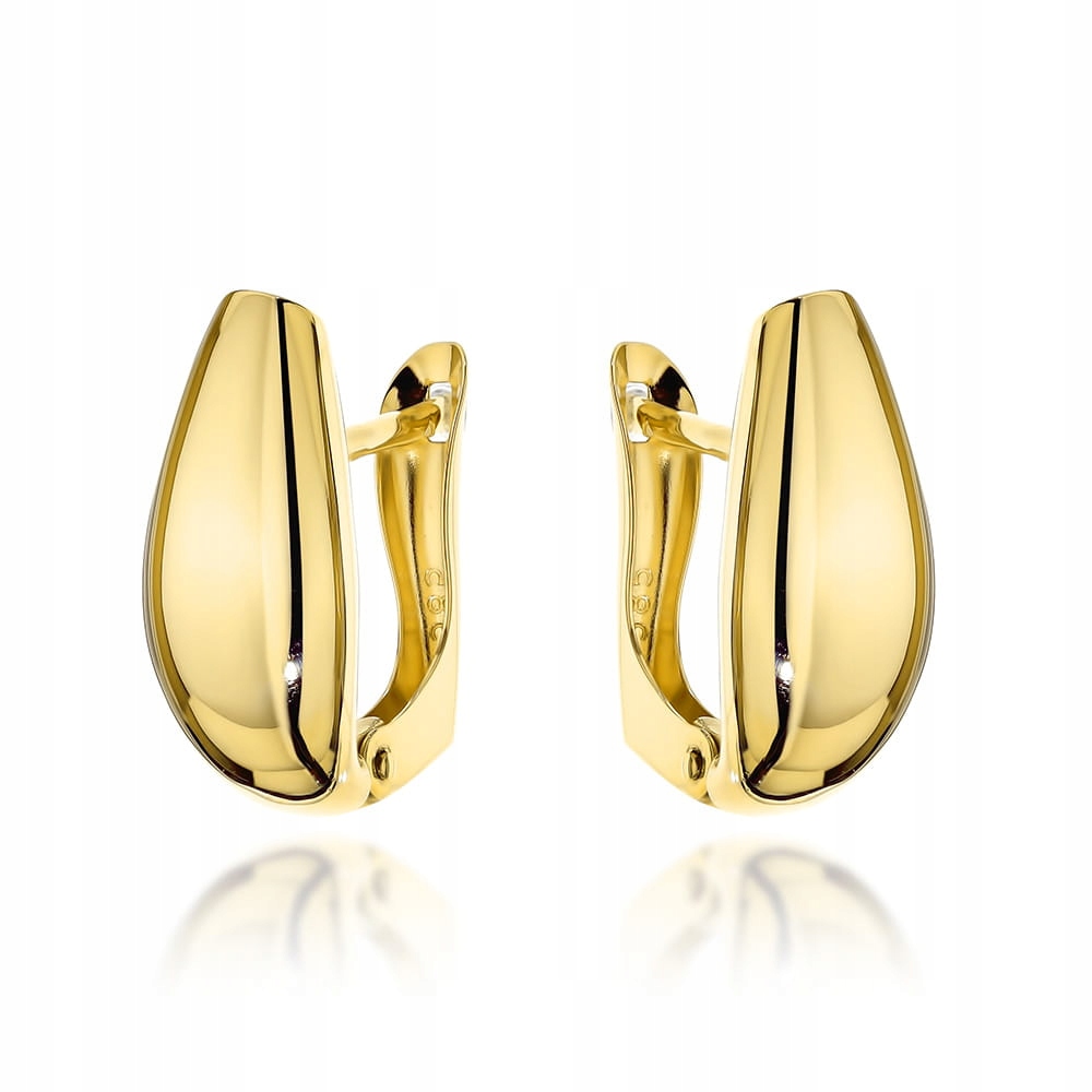 Módní zlaté 585 náušnice s podlouhlými slzami na anglickém zapínání jako dárek