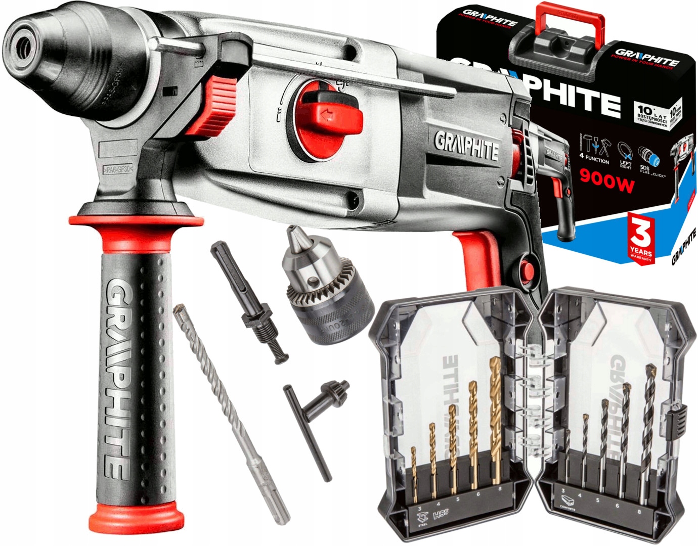 GRAPHITE MŁOTOWIERTARKA WIERTARKA 900W SDS+ 58G528 (58G528) • Cena