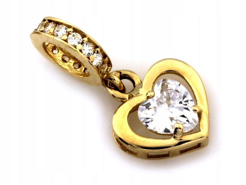 Zlatý přívěsek na náramky 585 s visícím srdcem beads 0.94 g zirkony