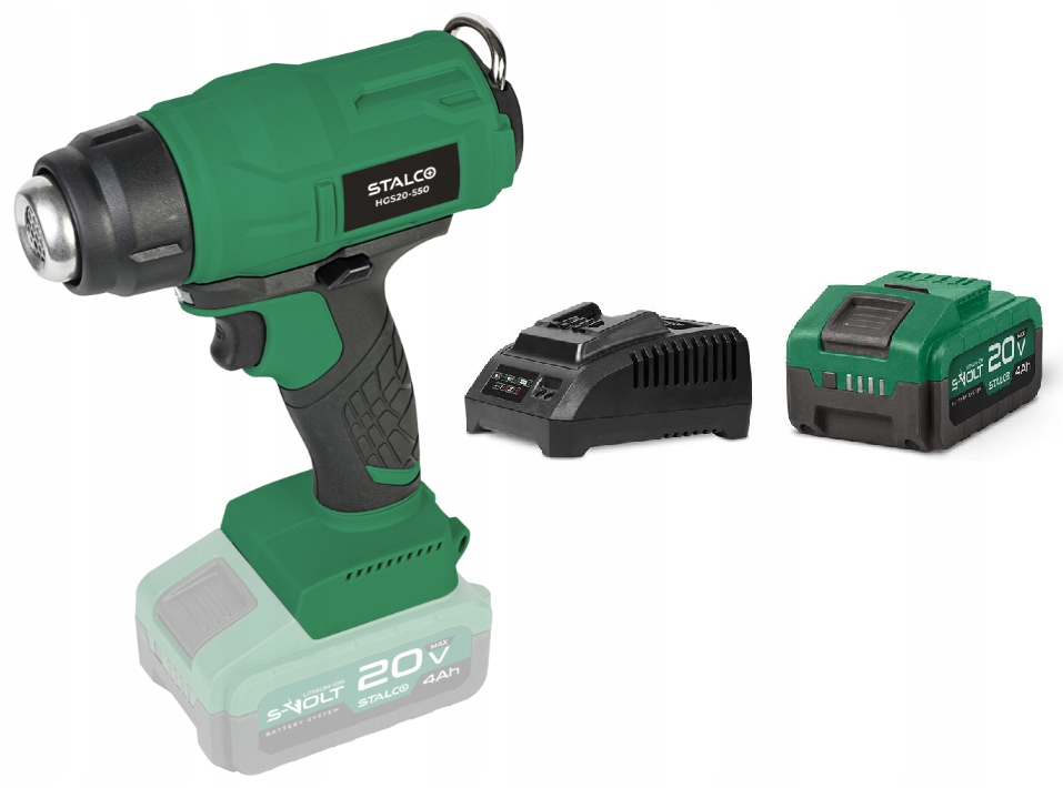Horkovzdušná Pistole HGS20-550 Set Akumulátor 4AH 20V S-volt Stalco S-97365