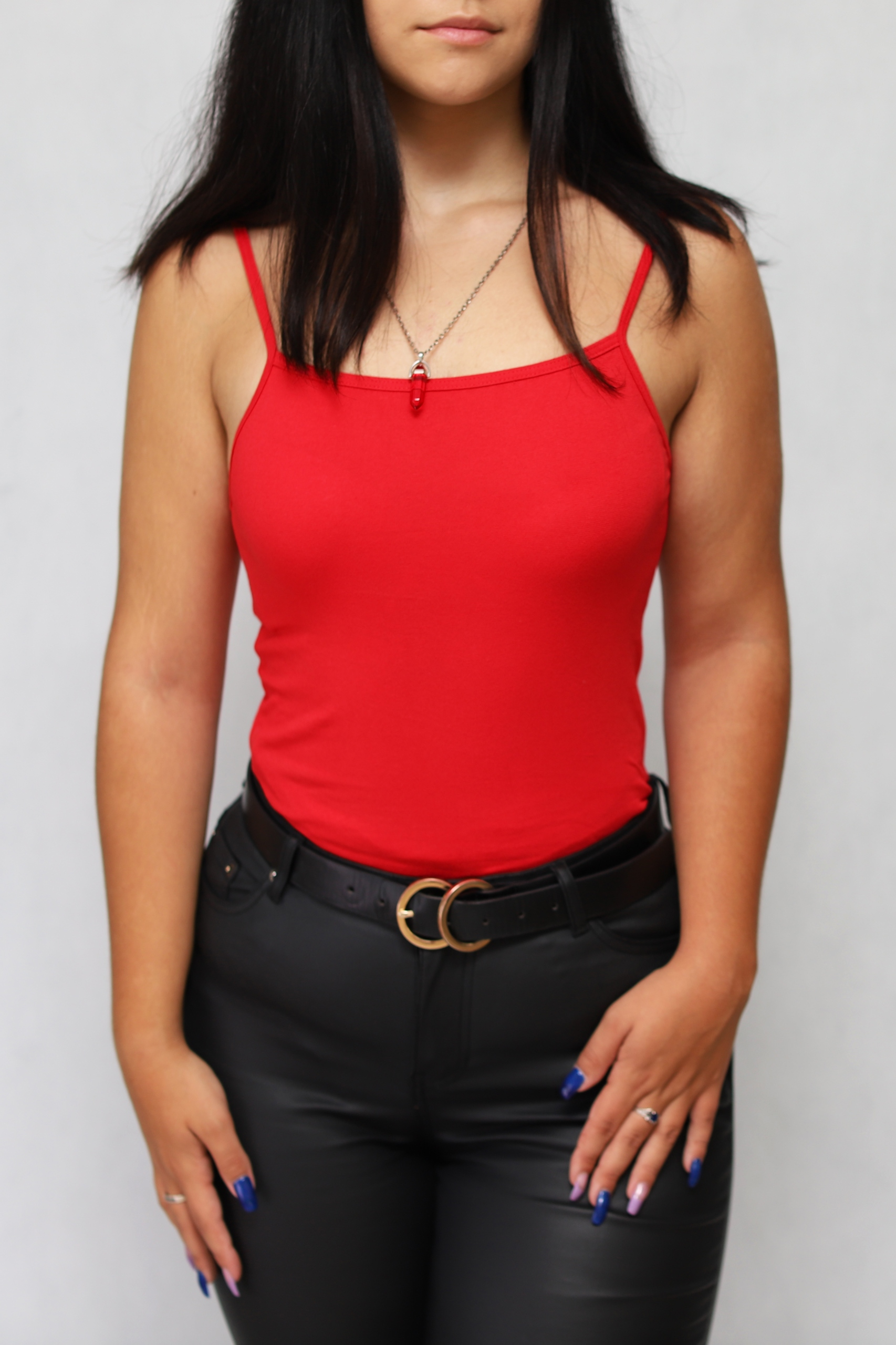 TOP, KOSZULKA NA RAMIĄCZACH DOPASOWANY BAWEŁNA L/XL Materiał dominujący bawełna