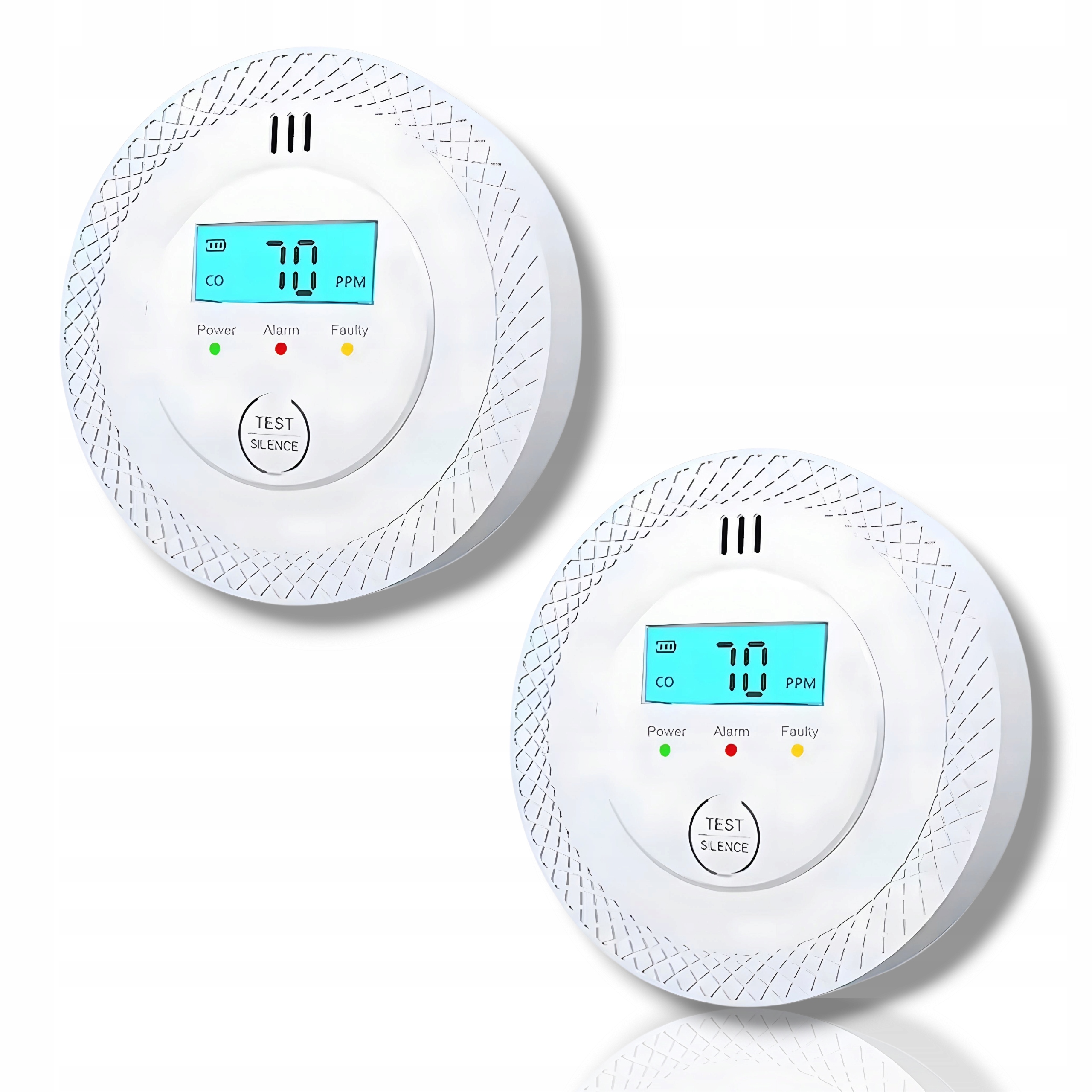 ZESTAW 2x CZUJNIK TLENKU WĘGLA LCD, CZUJNIK CZADU LCD , alarm 85dB