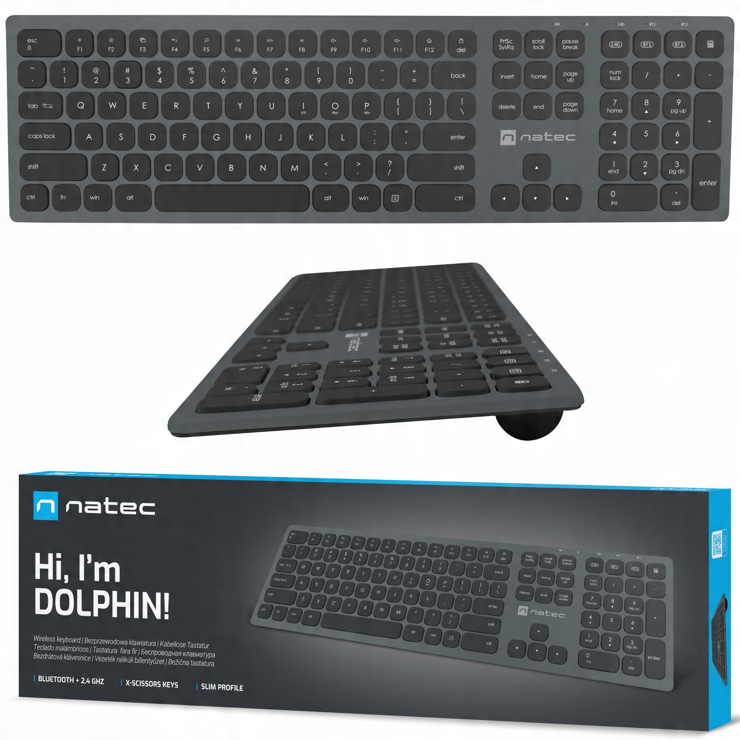 

Klawiatura Bezprzewodowa Natec Dolphin Bt +2,4GHz