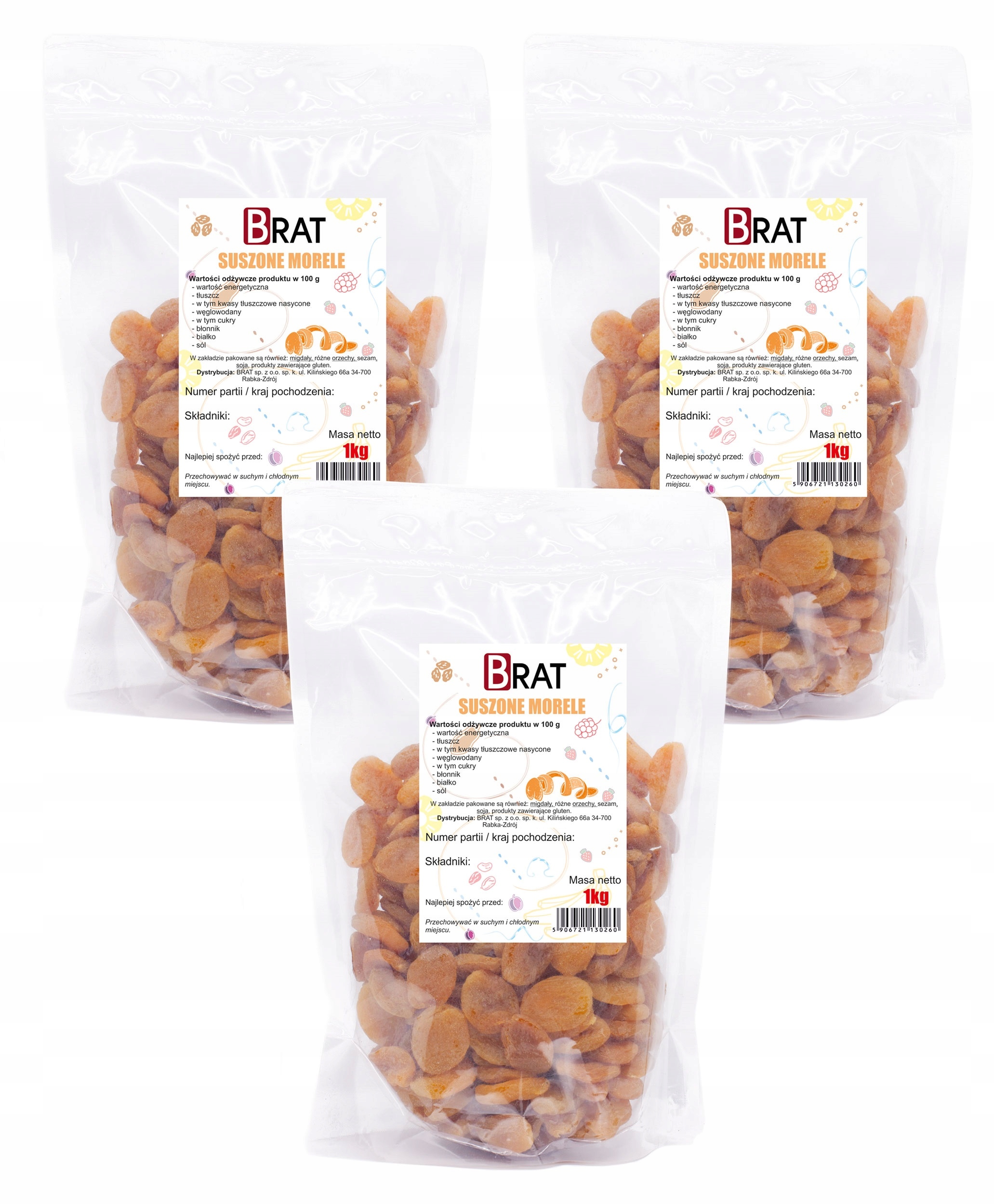 Morele Suszone 3kg Naturalne jasne