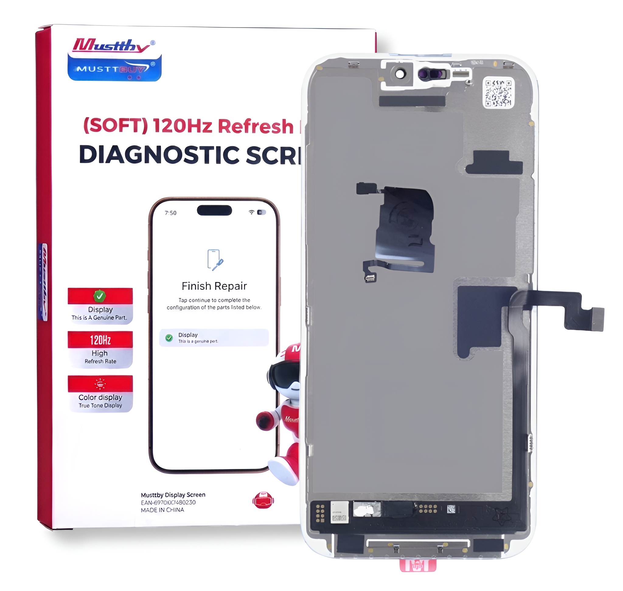 Displej pro iPhone 15 Pro Max 120 Hz s páskou Light Sensor Diagnostic