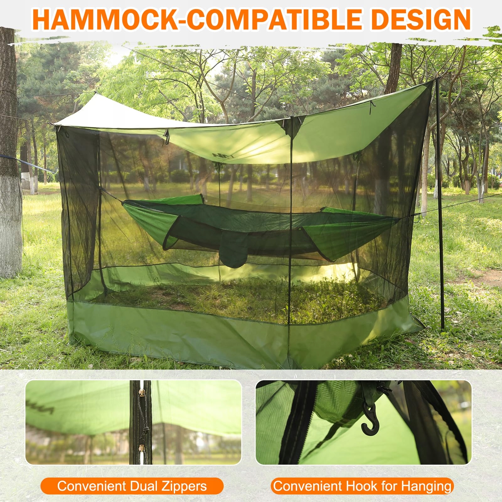 ULTRALEICHT Tarp Wodoodporny z Moskitierą i Słupkami 3x5m Camping Outdoor — miniatura 6