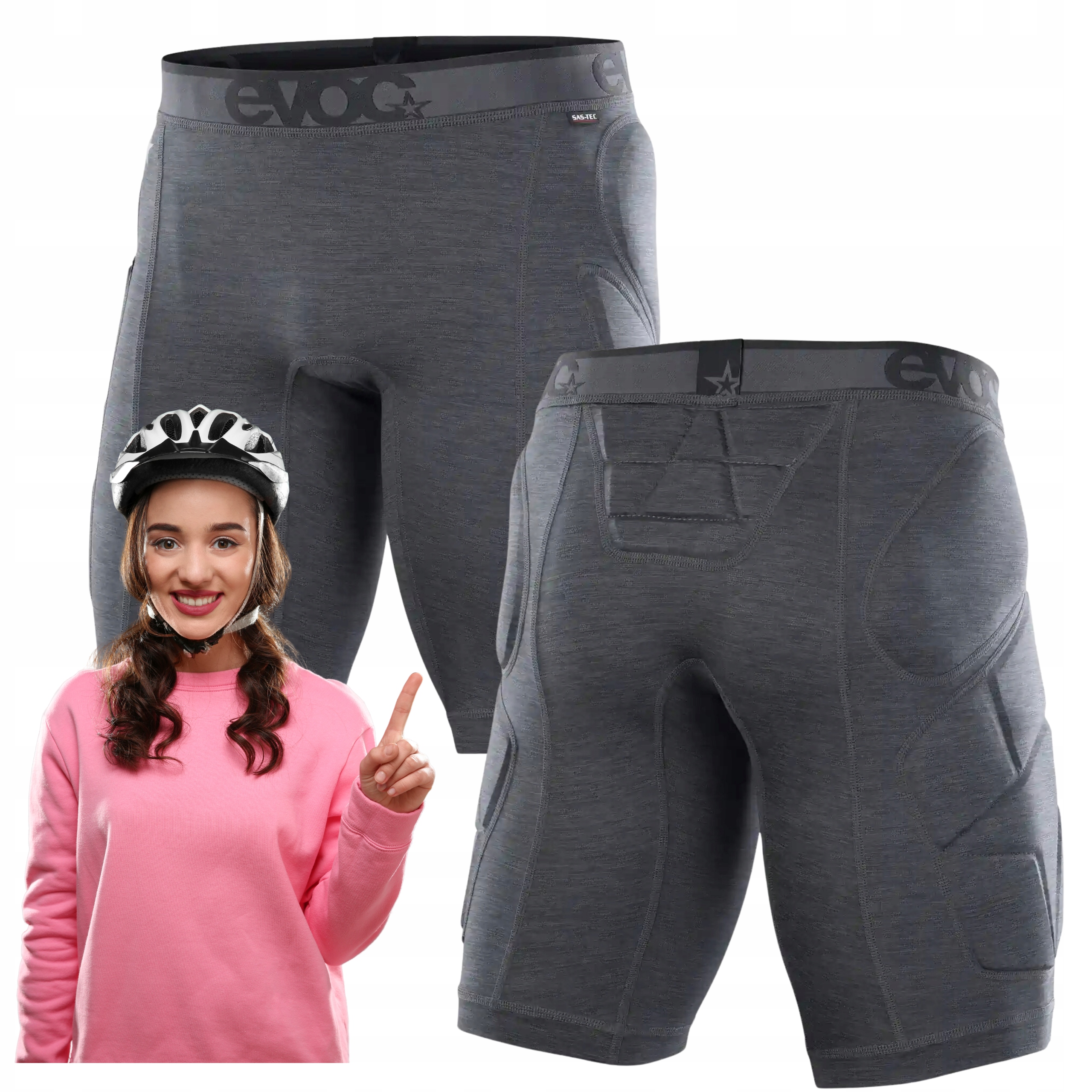 Evoc Crash Pants karbonově šedé cyklistické Kraťasy M s chrániči