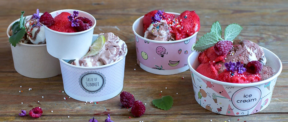 Papierowe miseczki, na lody, pastele, 245ml, 25szt (do dalszej odsprzedaży) Materiał papier