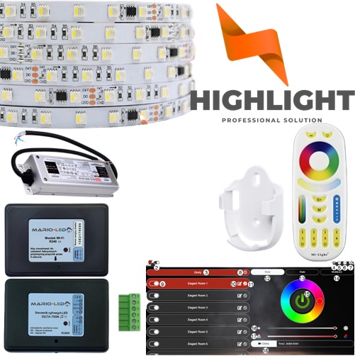 10m Digitálny Set Rgbw Led+router 60D TM1814 24V