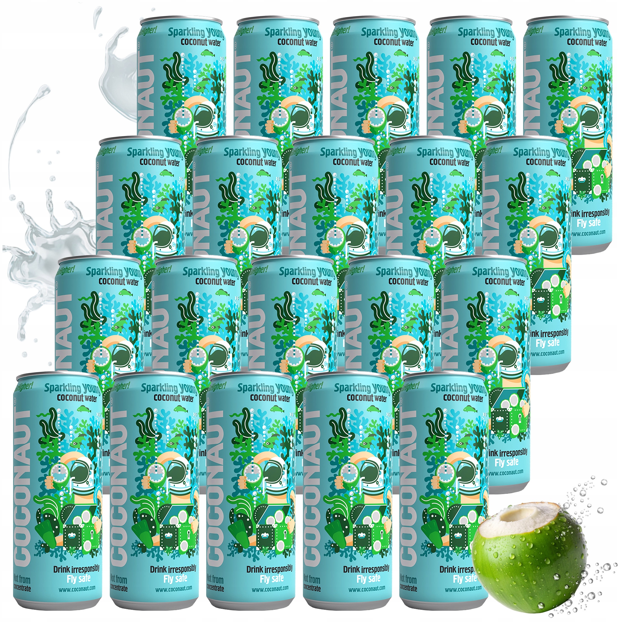 Levně 20 X Přírodní Voda Z Mladého Kokosu, Nápoj V Plechovce Coconaut, Sycený 320 ML