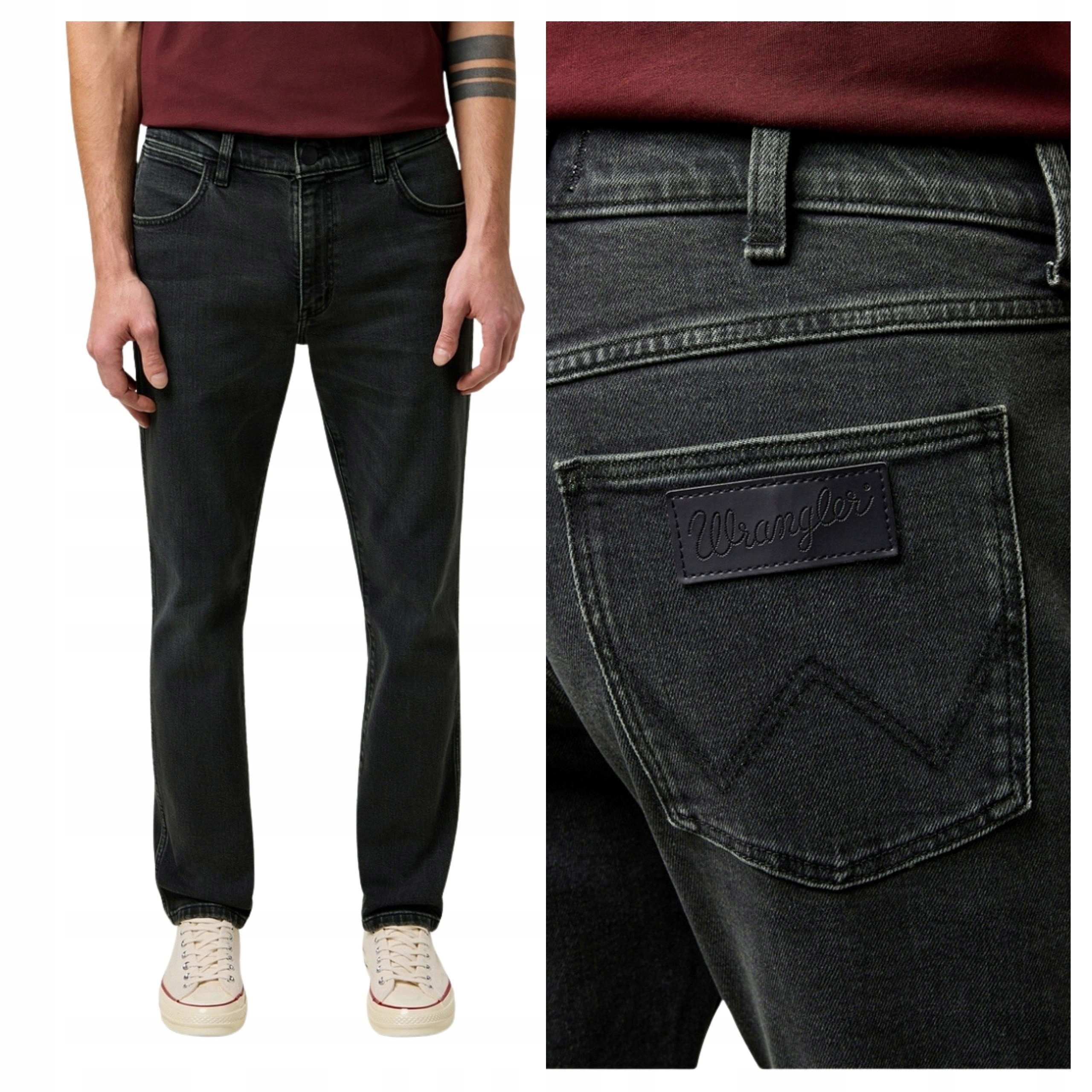 Pánské kalhoty Wrangler Larston Slim Fit Jeans černé Ash W31 L34