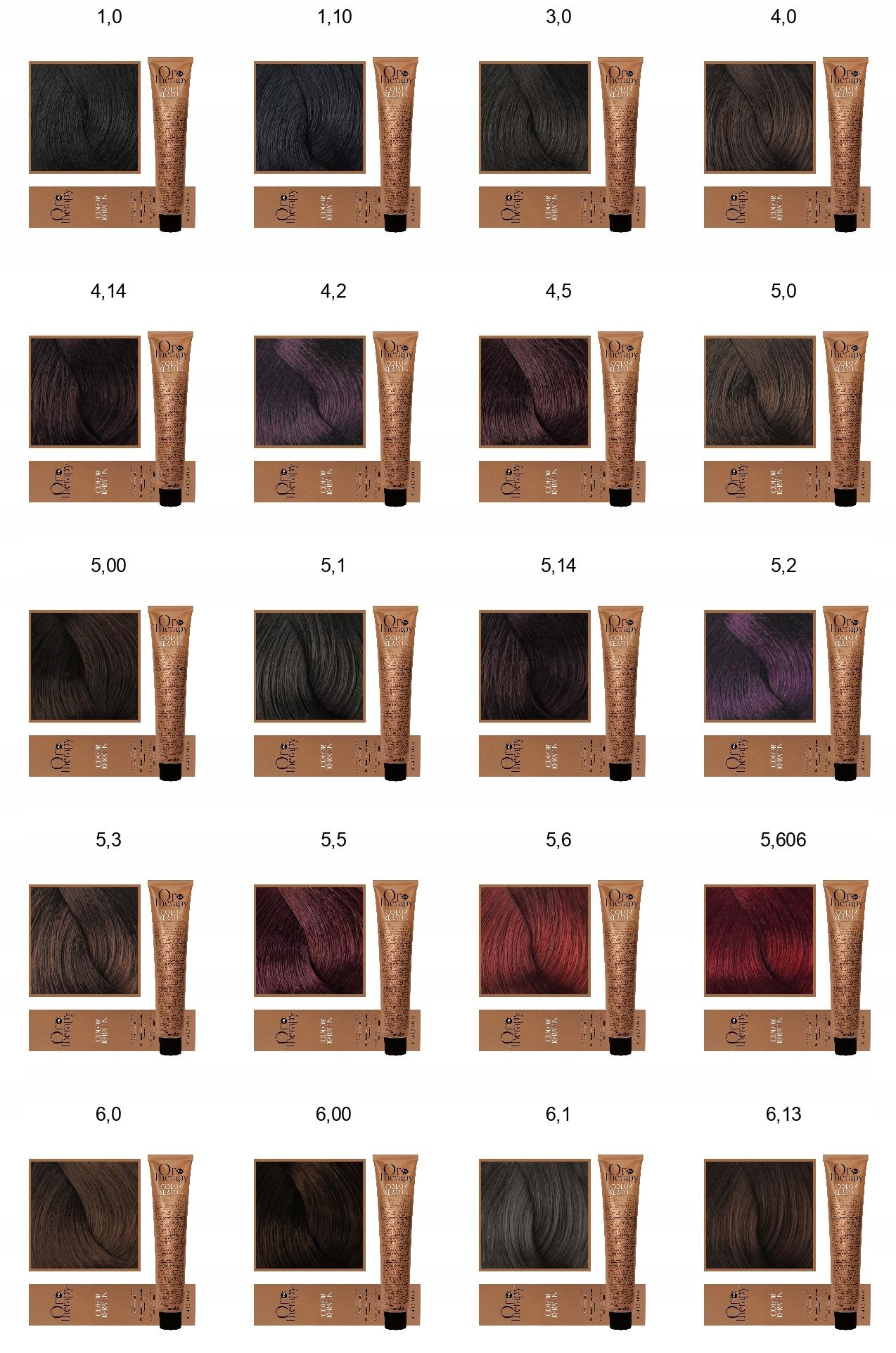 Fanola Oro Therapy farba bez amoniaku paleta kolor Typ farby